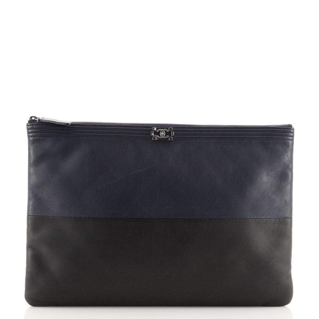 Bicolor Boy O Case Clutch Calfskin Large