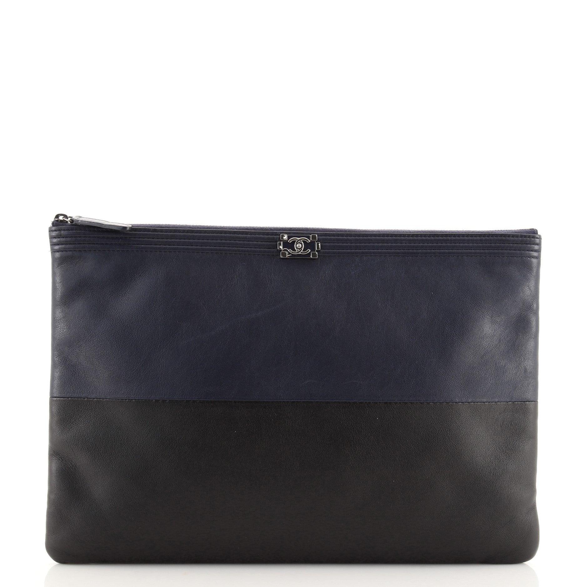 Bicolor Boy O Case Clutch Calfskin Large