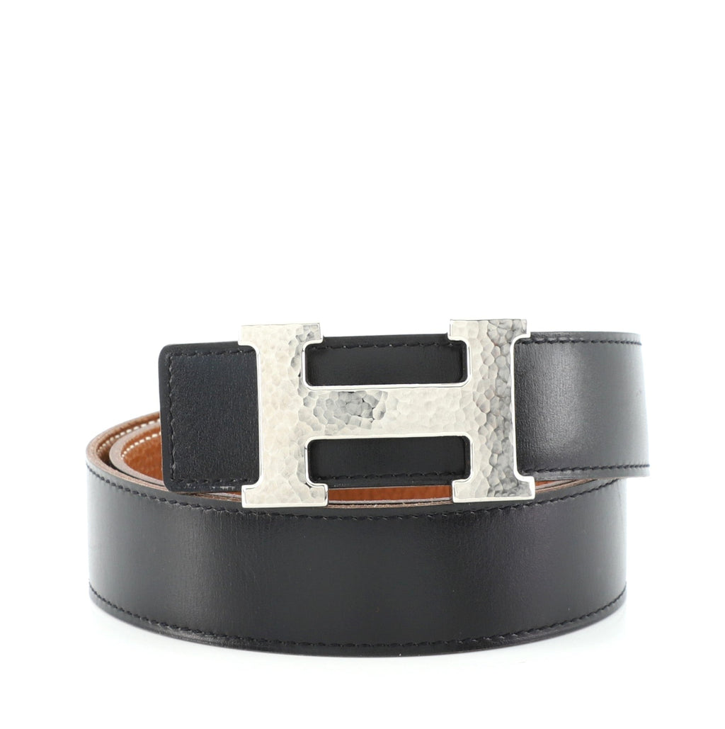 Constance Martelee H Reversible Belt Leather with Hammered Hardware Medium 80