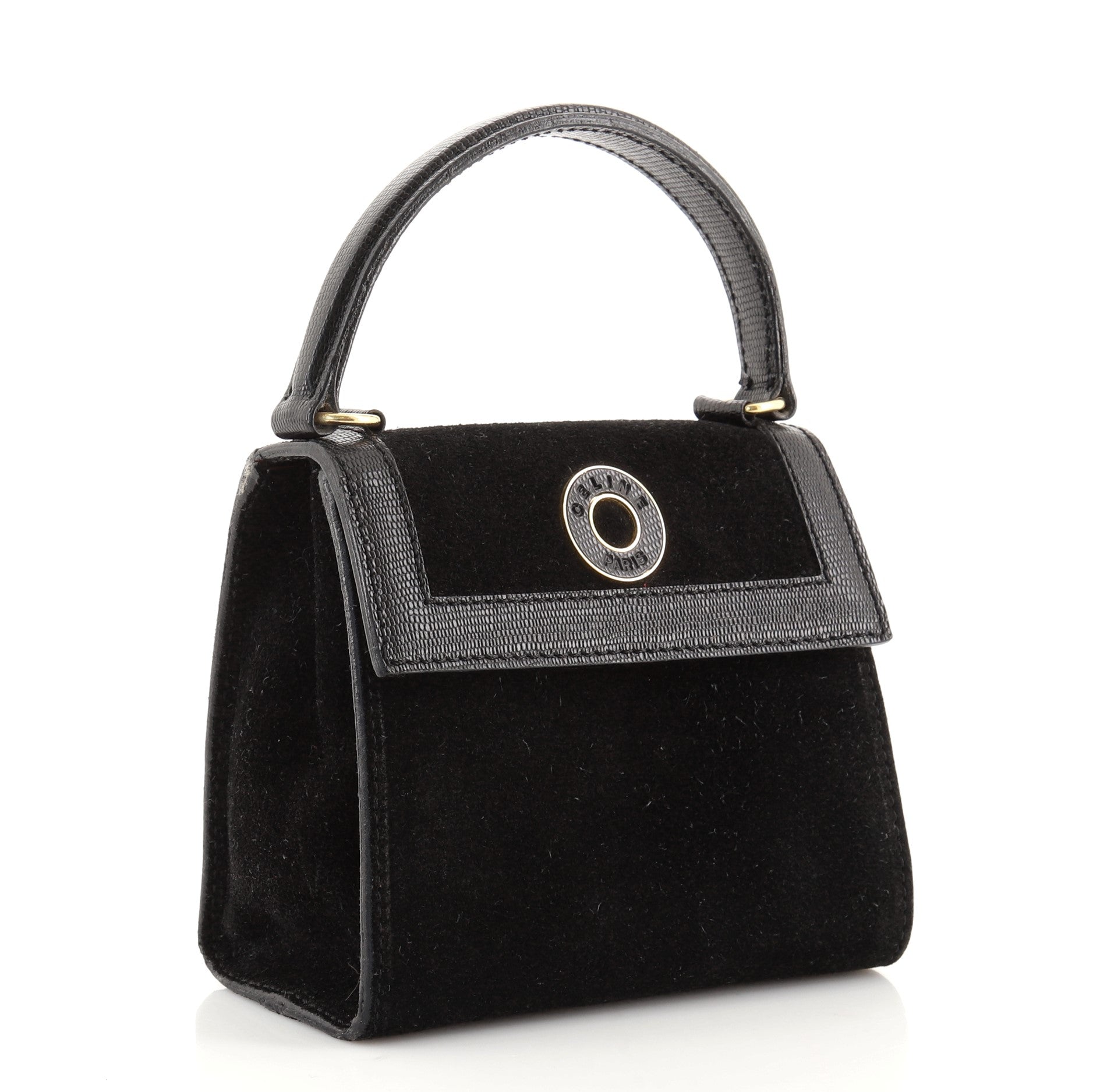 Vintage Convertible Top Handle Bag Suede with Leather Mini