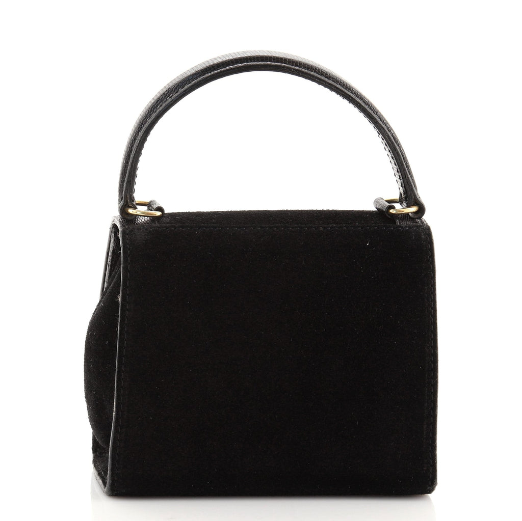 Vintage Convertible Top Handle Bag Suede with Leather Mini