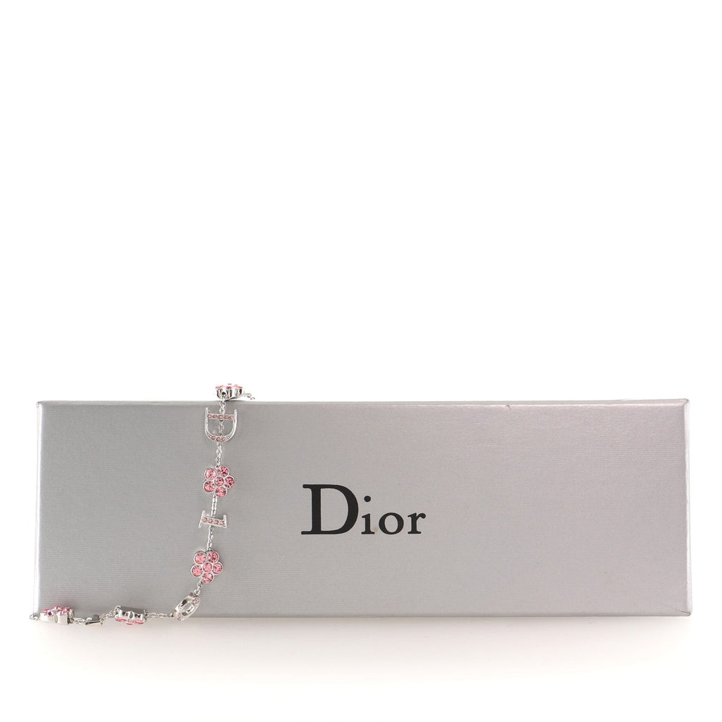 Logo Flower Necklace Metal with Crystals