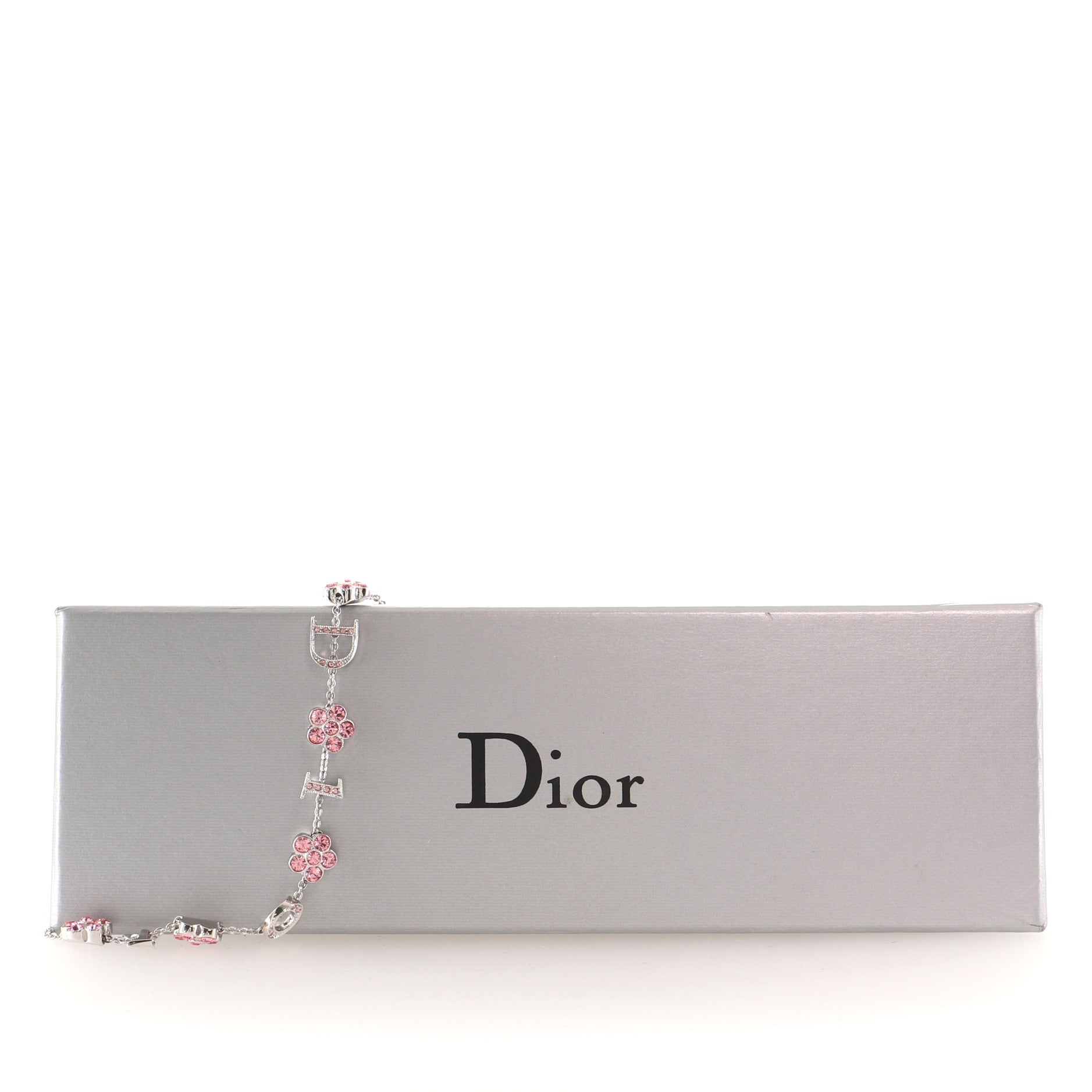 Logo Flower Necklace Metal with Crystals