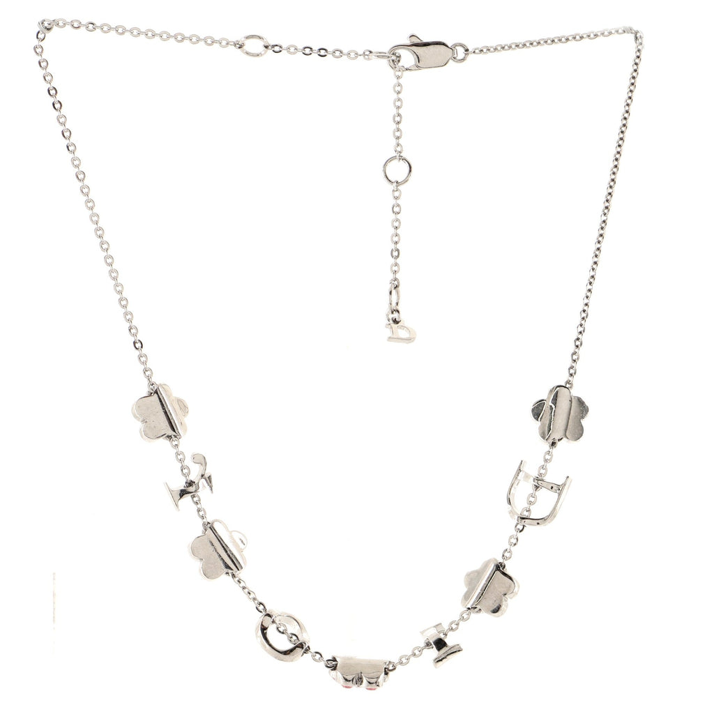 Logo Flower Necklace Metal with Crystals