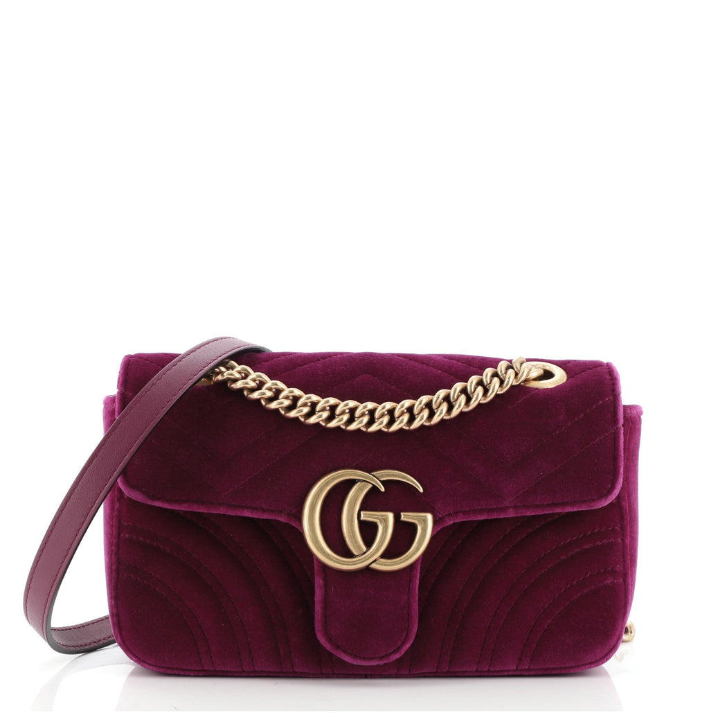 GG Marmont Flap Bag Matelasse Velvet Mini