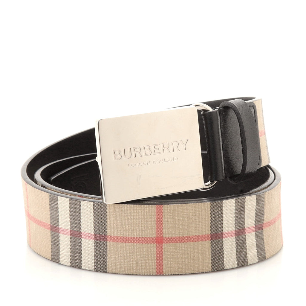 Logo Buckle Belt Vintage Check Coated Canvas Wide 90