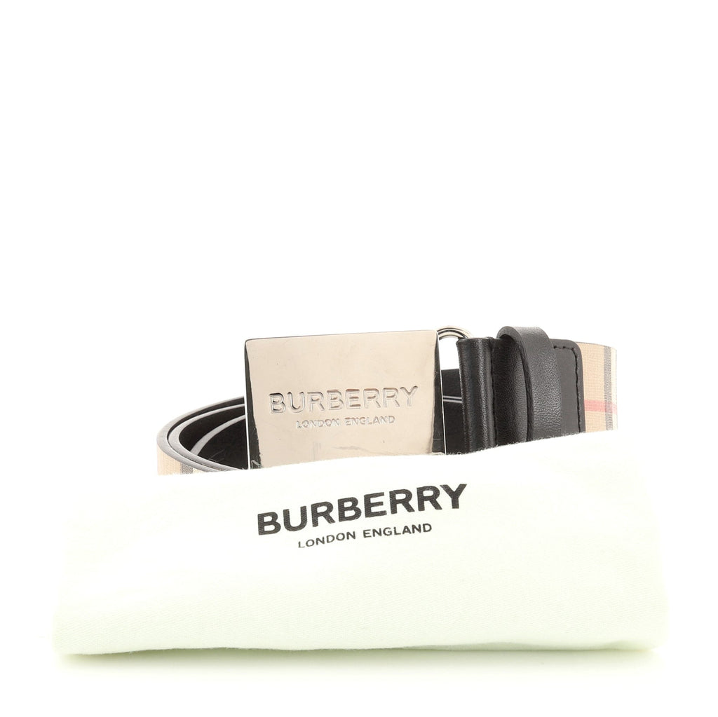 Logo Buckle Belt Vintage Check Coated Canvas Wide 90