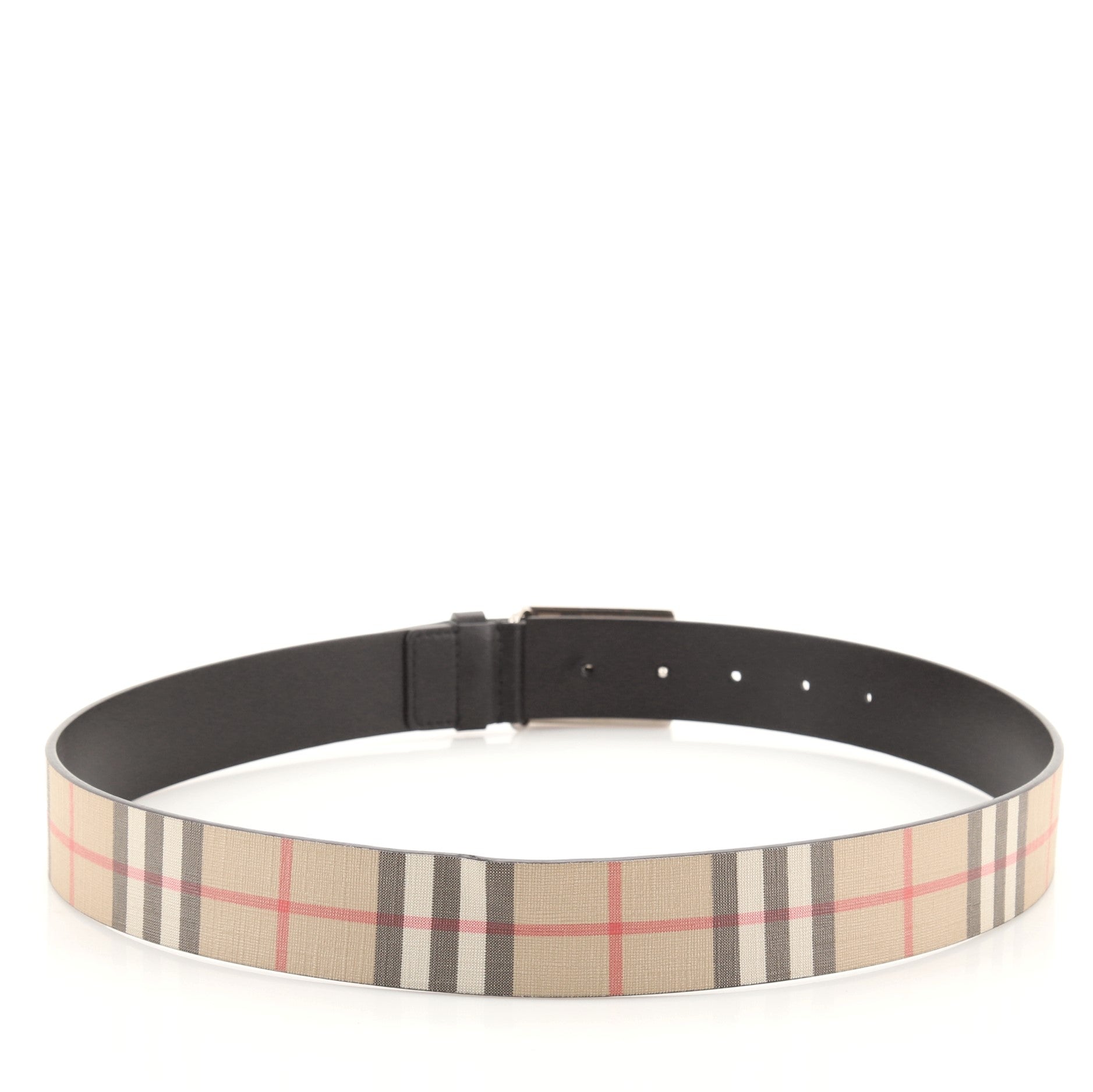 Logo Buckle Belt Vintage Check Coated Canvas Wide 90