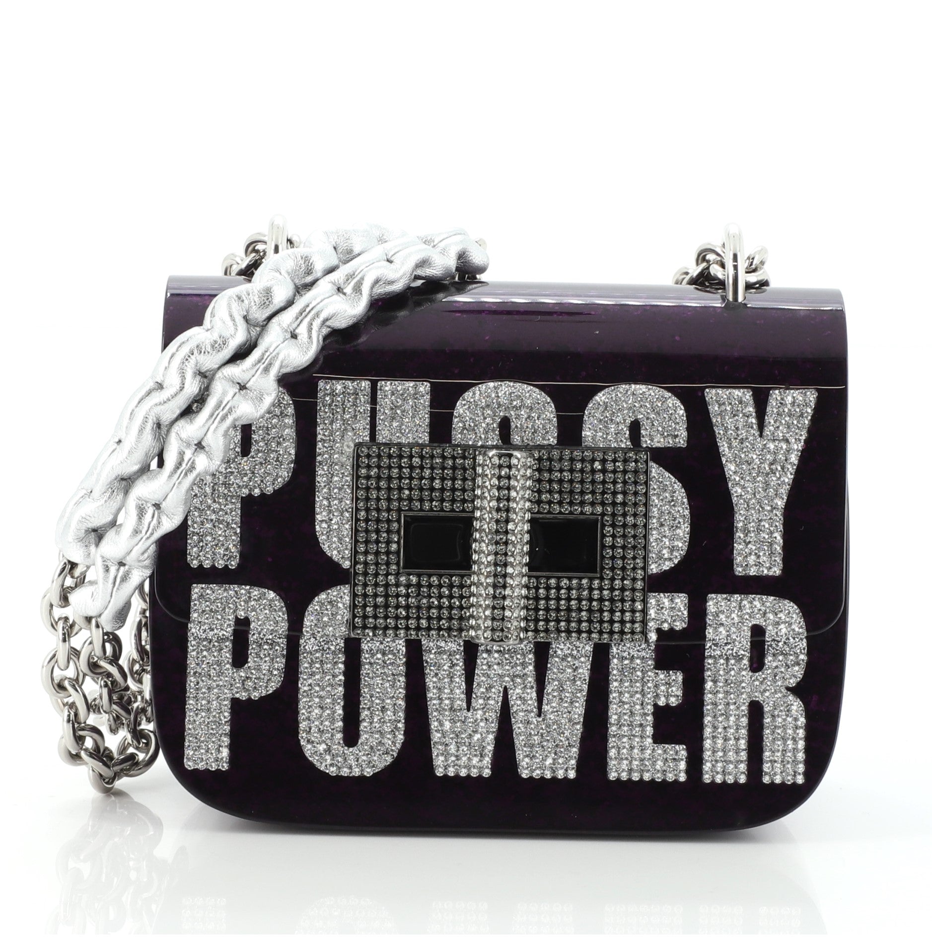 Natalia Chain Shoulder Bag Crystal Embellished Plexiglass Mini