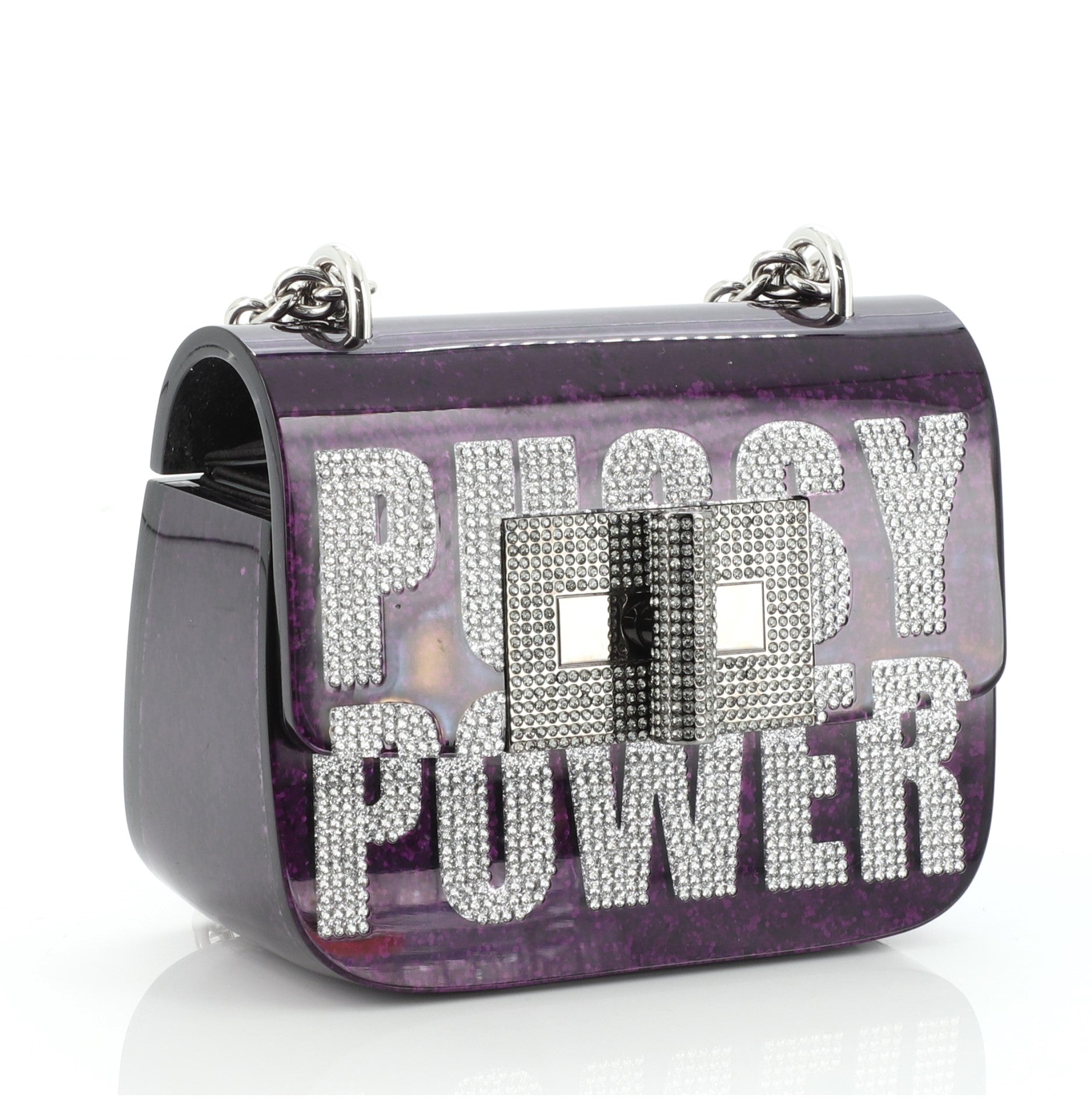 Natalia Chain Shoulder Bag Crystal Embellished Plexiglass Mini