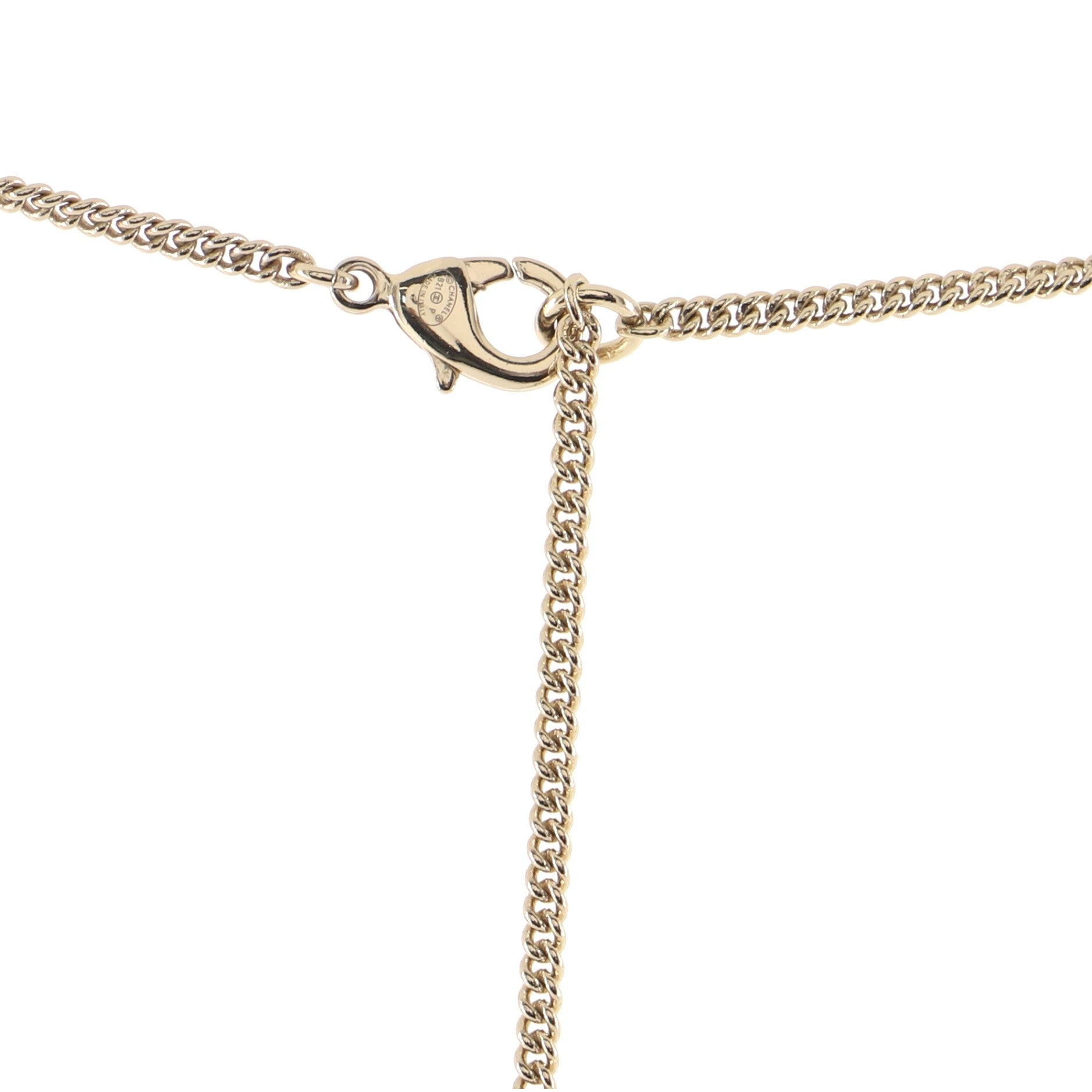 CC Coco Letter Pendant Necklace Metal with Faux Pearls