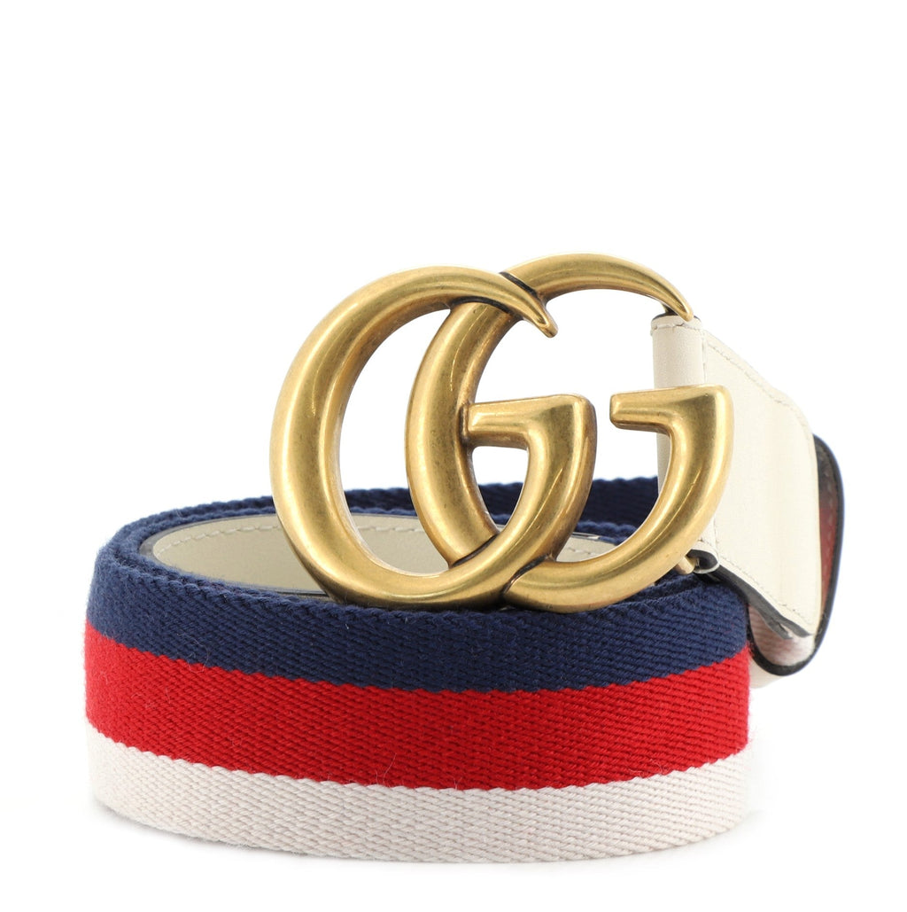 GG Marmont Web Belt Canvas and Leather Wide 85