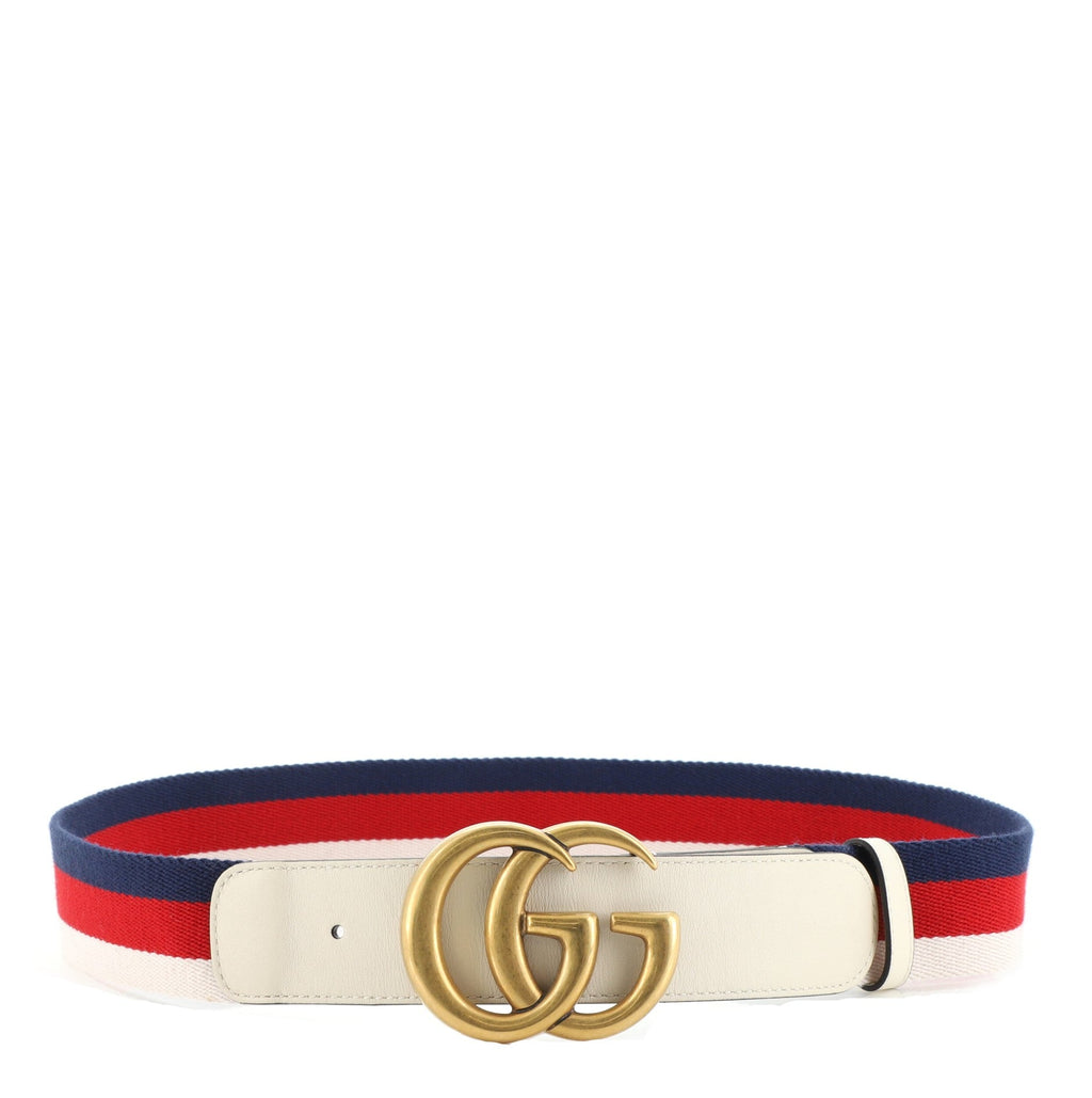 GG Marmont Web Belt Canvas and Leather Wide 85