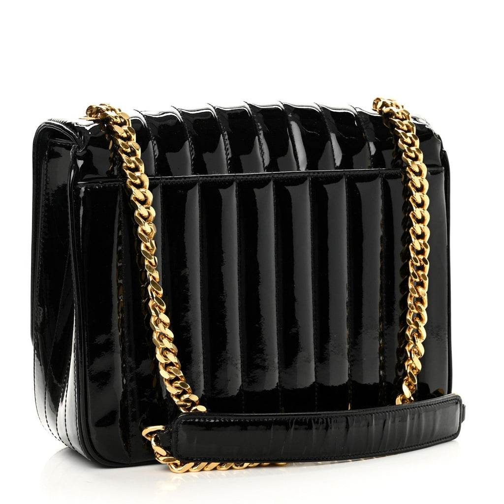 Patent Matelasse Monogram Large Vicky Chain Bag Black