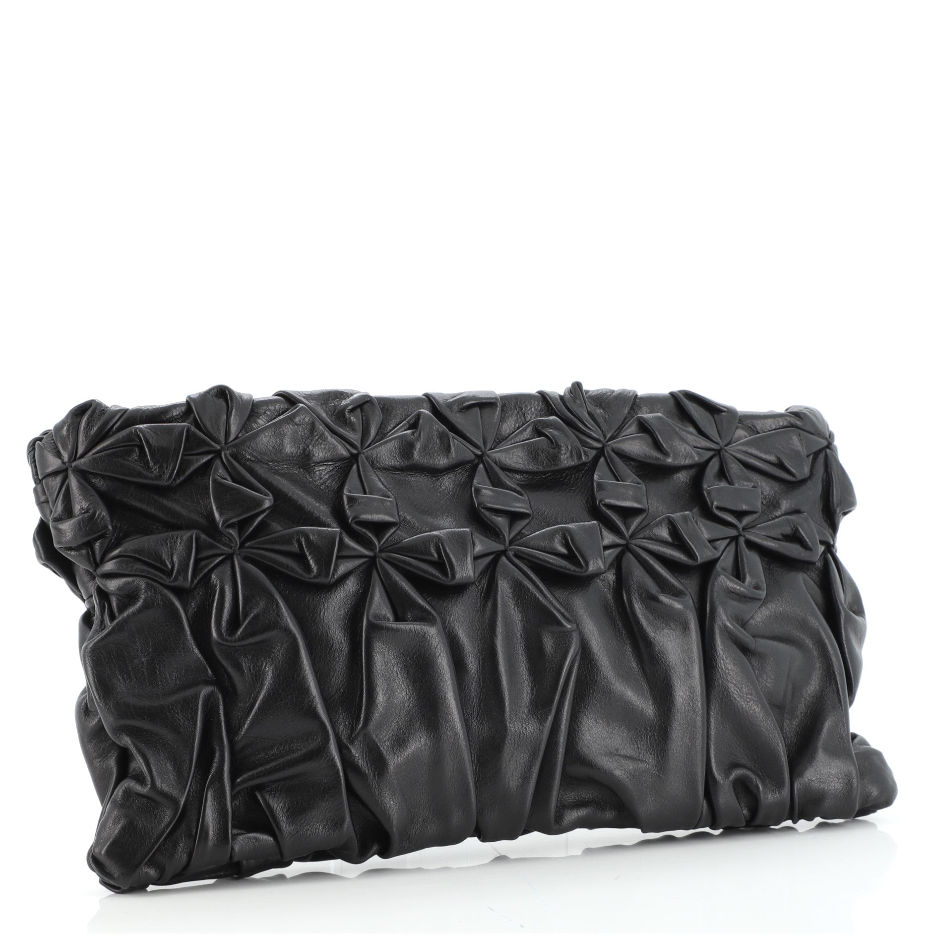 Origami Pleated Clutch Leather Large