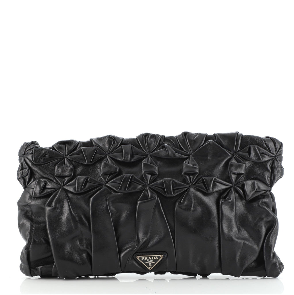 Origami Pleated Clutch Leather Large