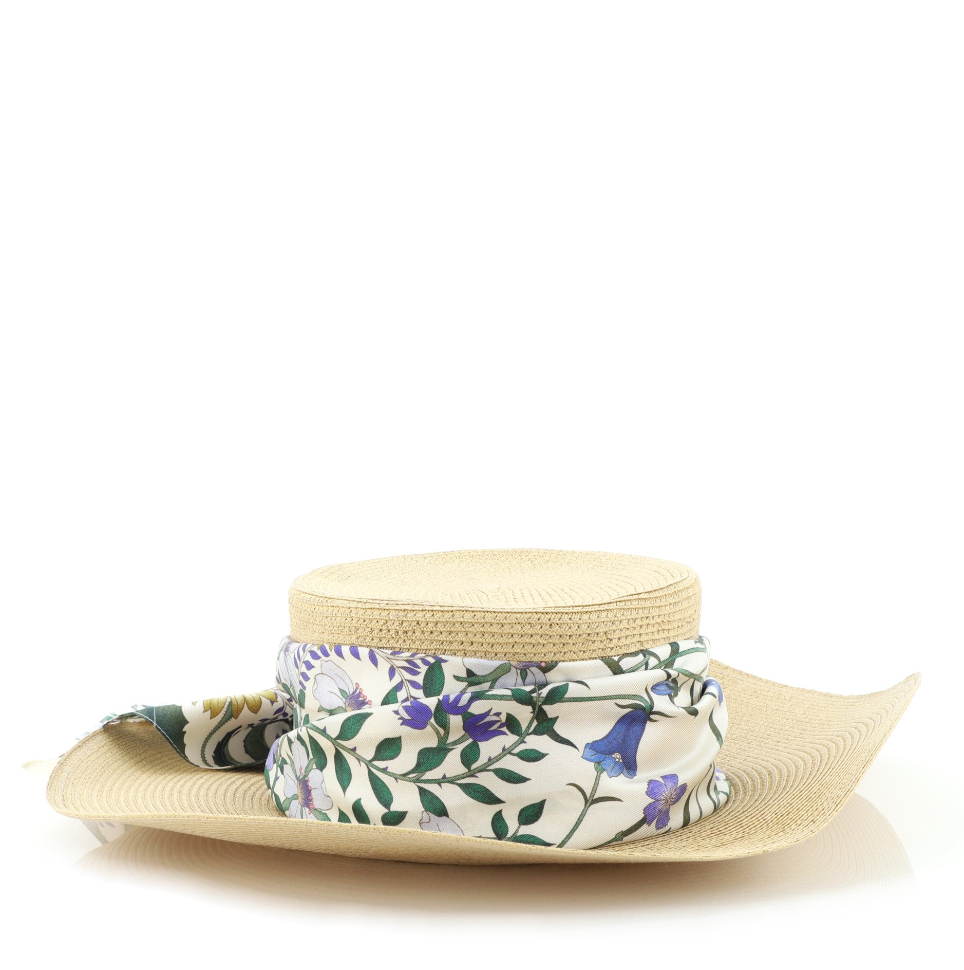 Papier Wide Brim Hat Straw with Scarf Ribbon Large