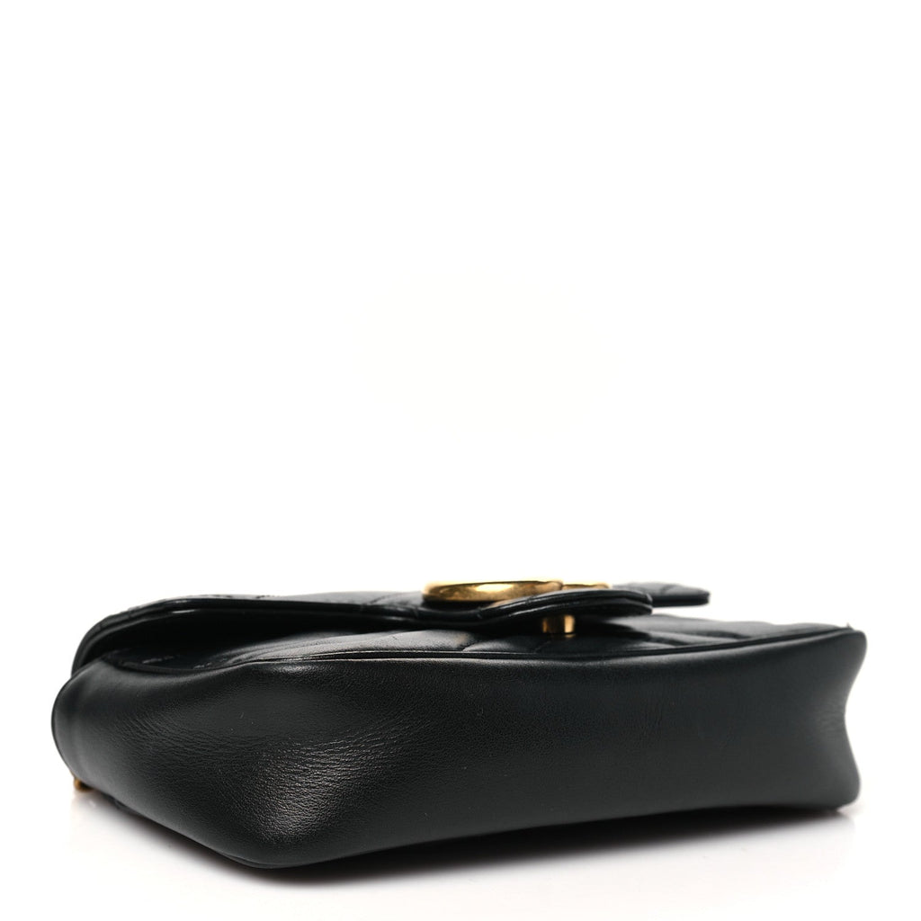 Calfskin Matelasse Super Mini GG Marmont Shoulder Bag Black