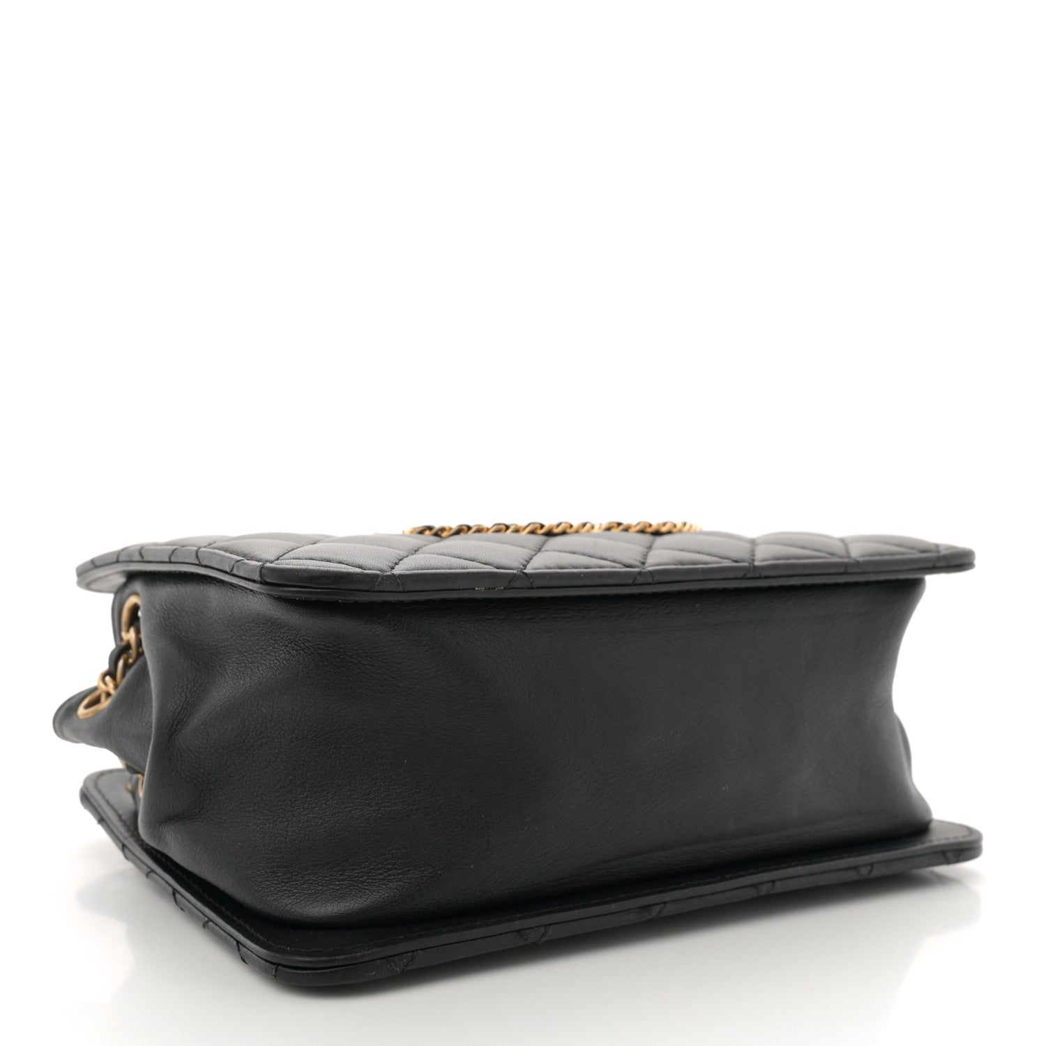 Calfskin Quilted Small CC Chain Accordion Tote Black