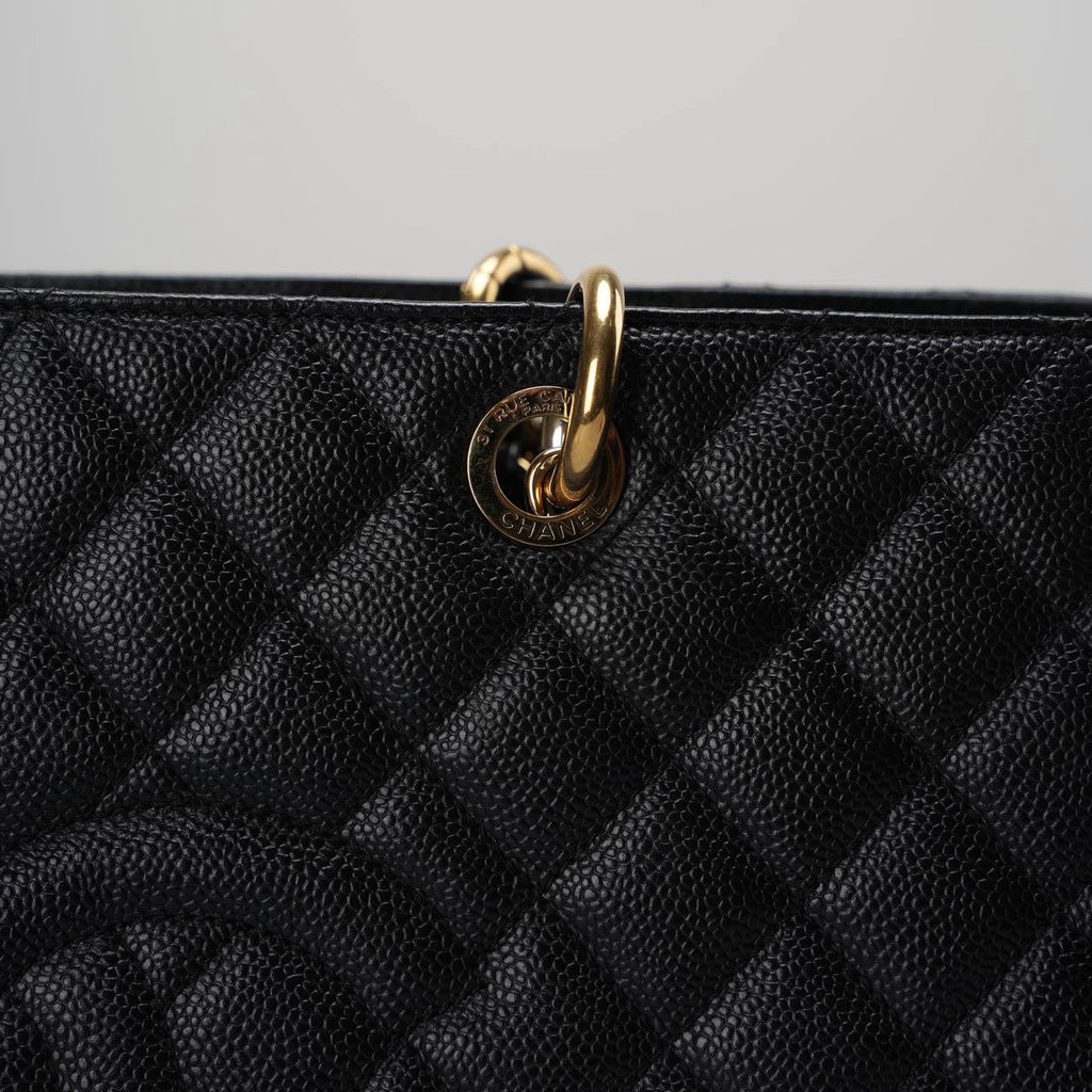 Chanel Large Grand Shopping Tote black GST Bag in Caviar Leather with Gold Hardware