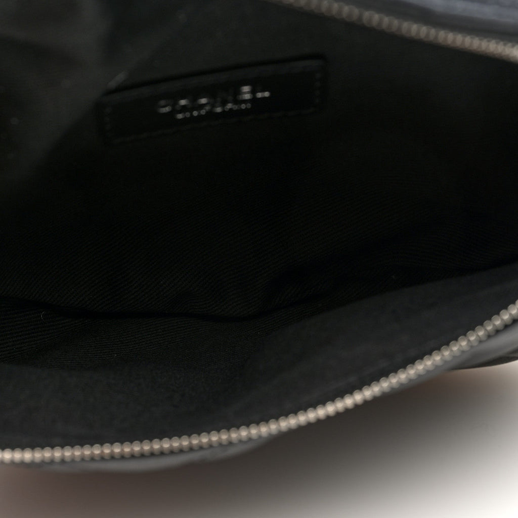 Calfskin Quilted Waist Belt Bag Black