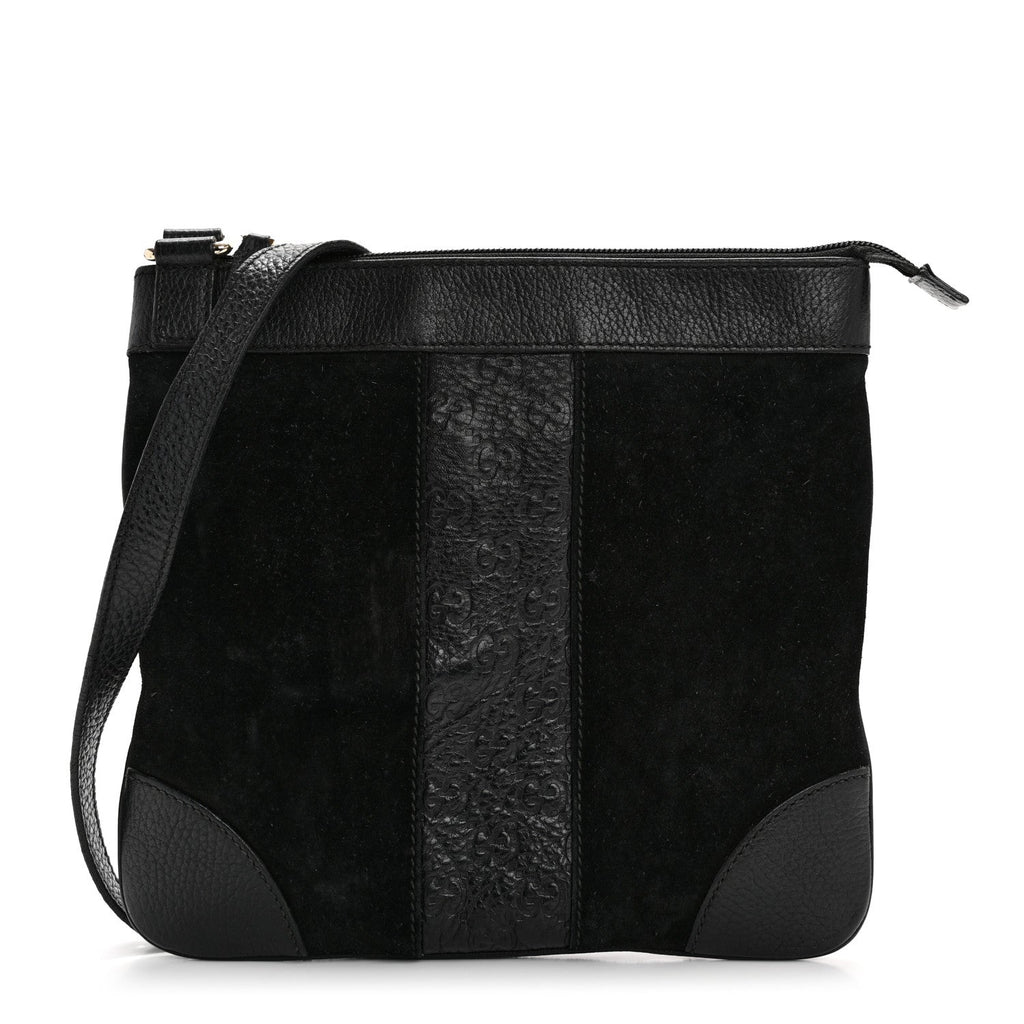Guccissima Suede Crossbody Bag Black