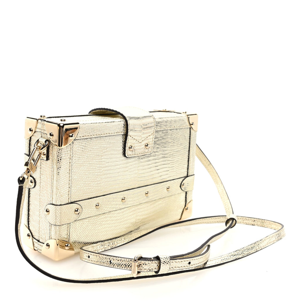 Metallic Lizard Petite Malle Silver