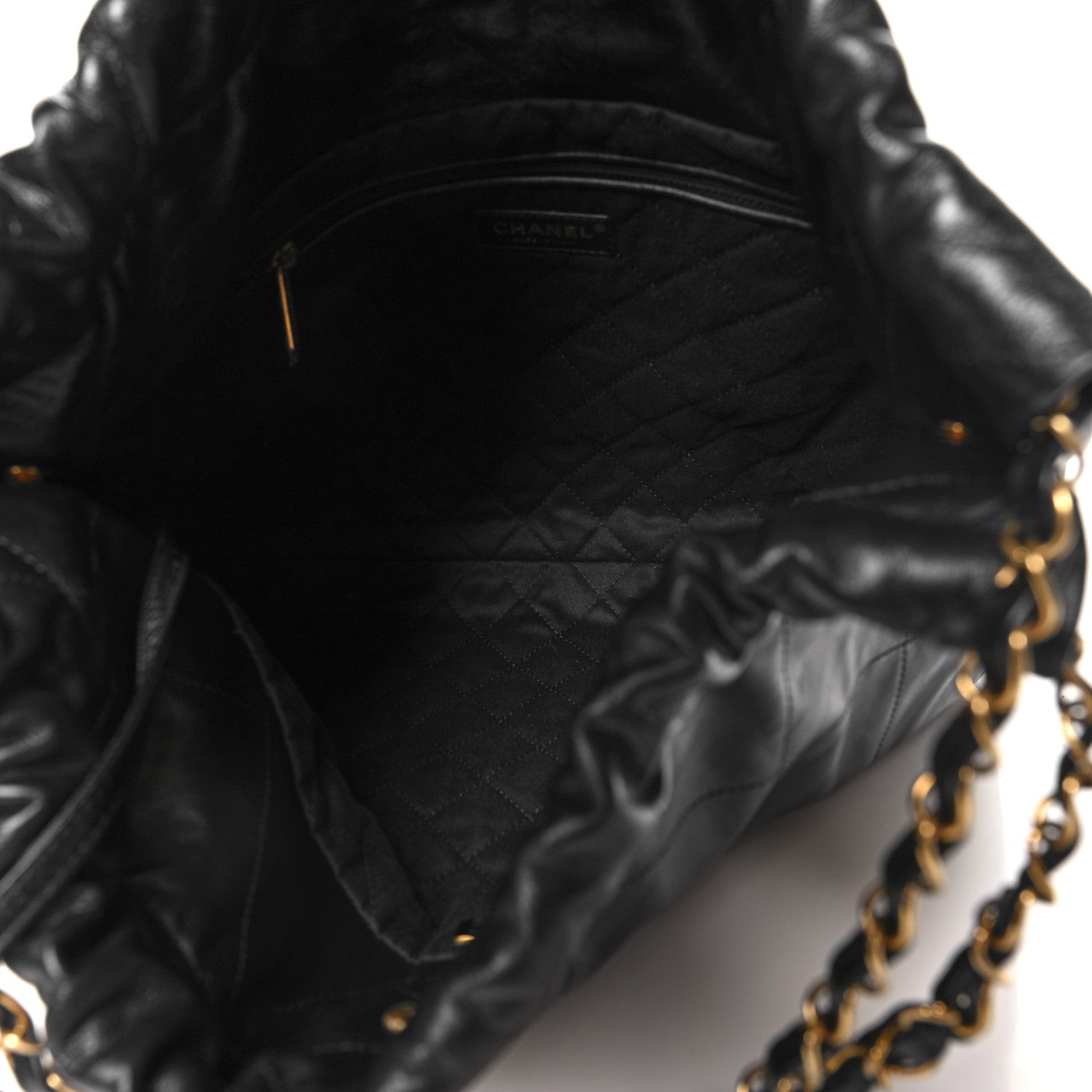 Shiny Calfskin Quilted Chanel 22 Black