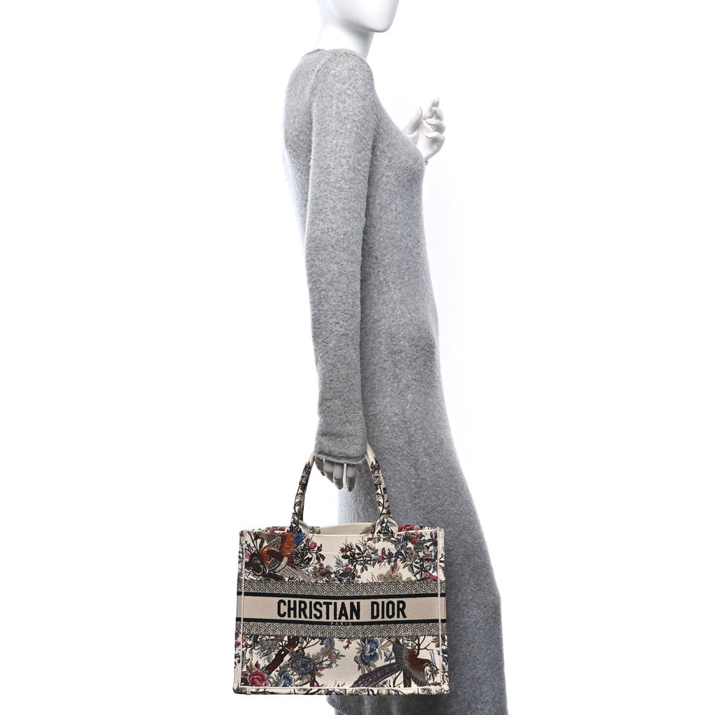 Canvas Embroidered Medium Jardin D'Hiver Book Tote Latte Multicolor