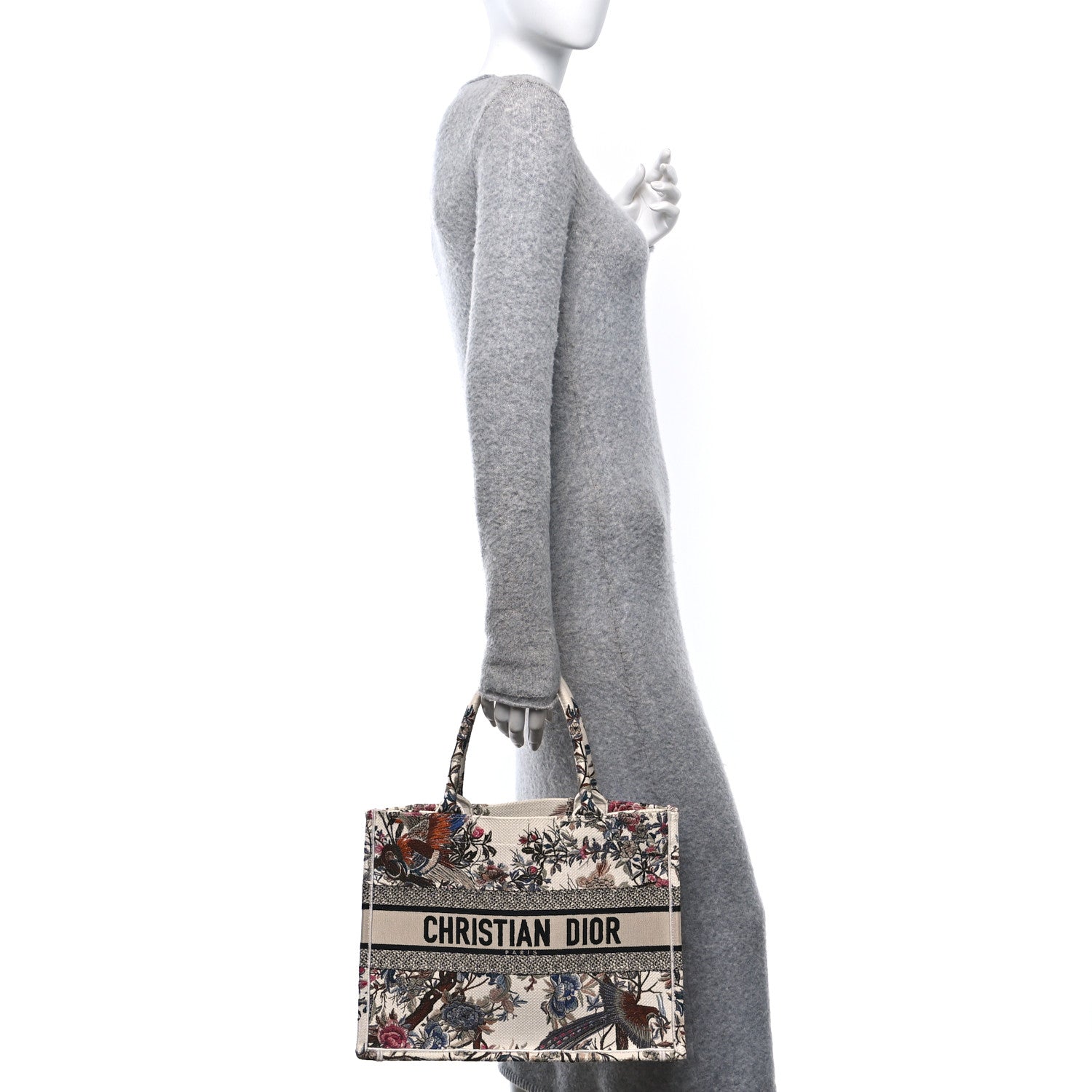 Canvas Embroidered Medium Jardin D'Hiver Book Tote Latte Multicolor