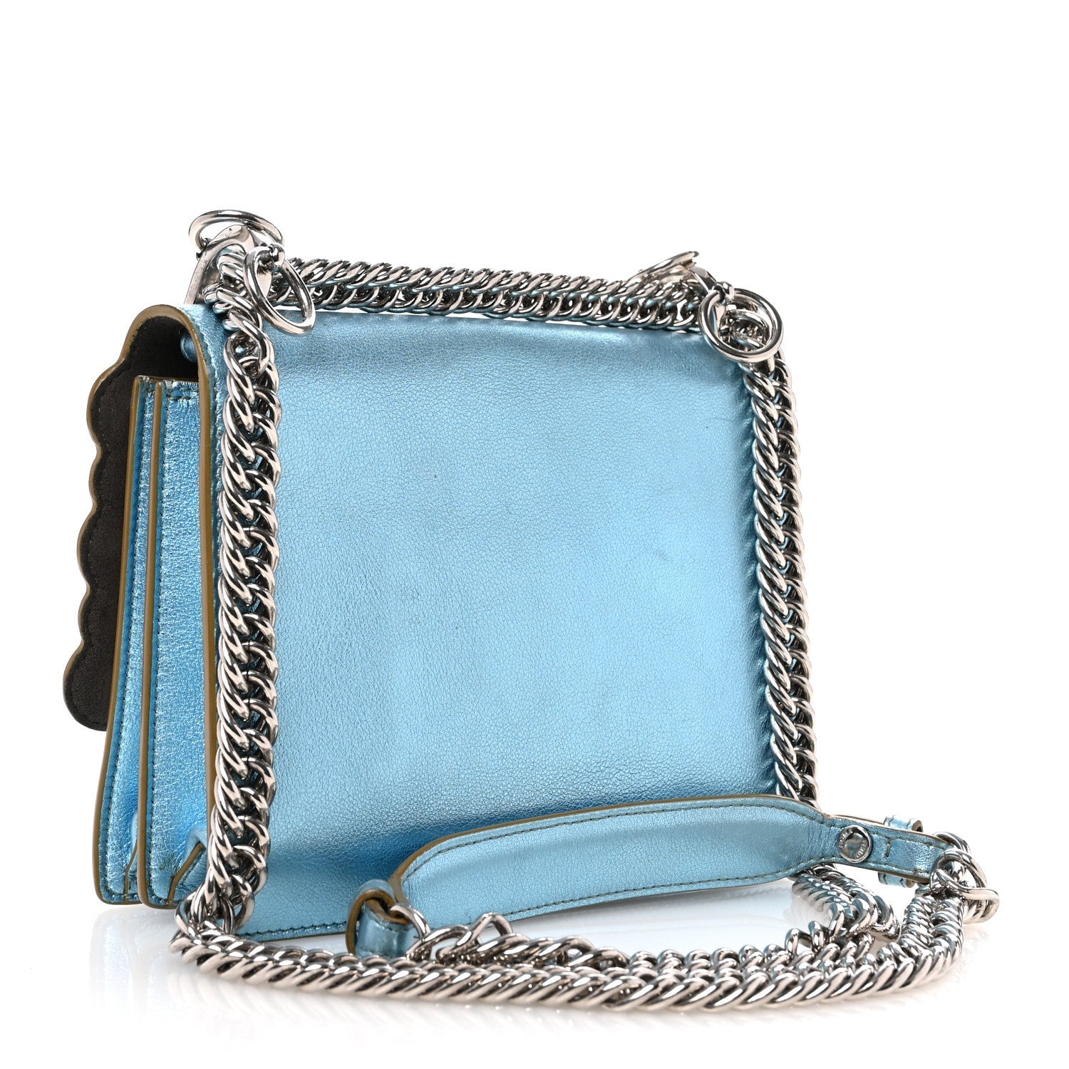 Vitello Catalan Mirror Scalloped Multi Studded Small Kan I Shoulder Bag Blue