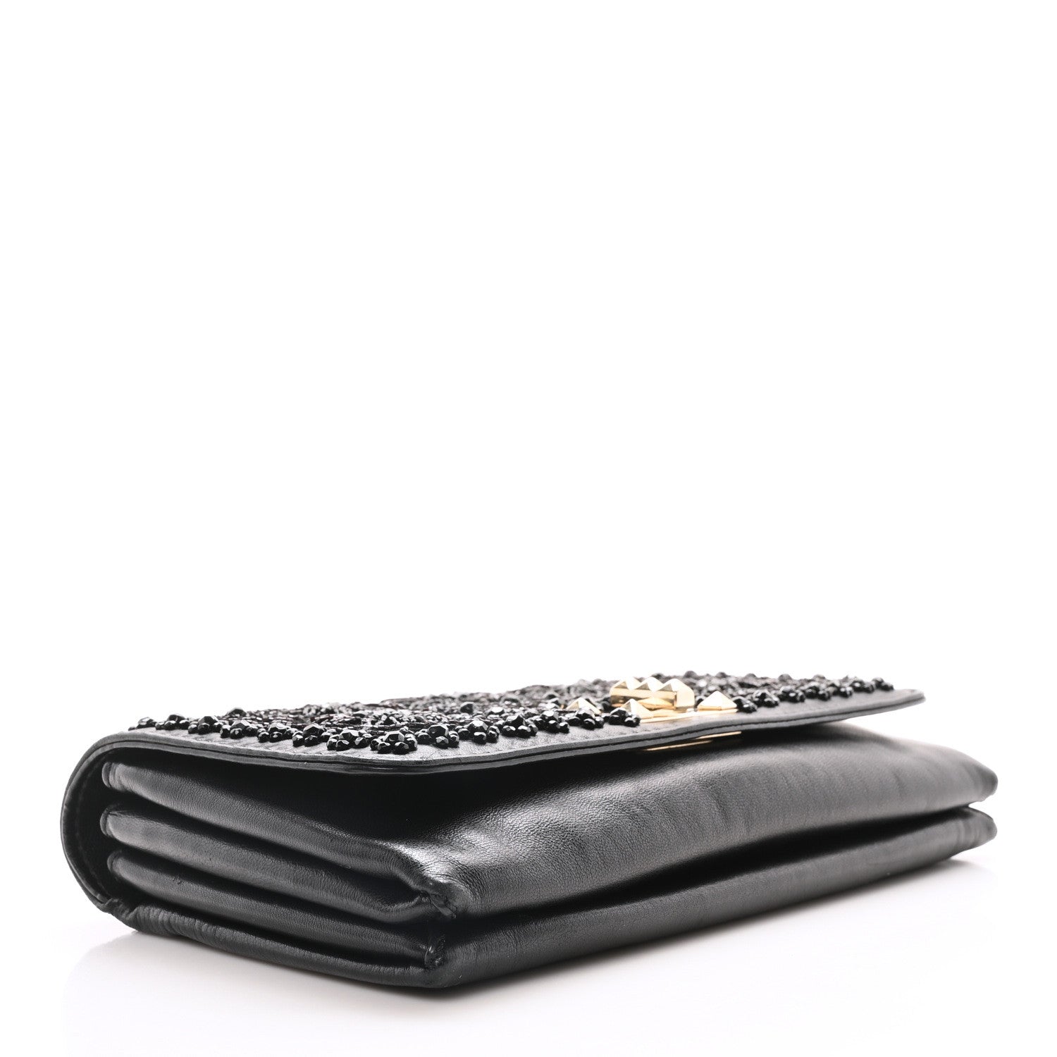 Lambskin Beaded Embroidery Medium Girello Flap Black
