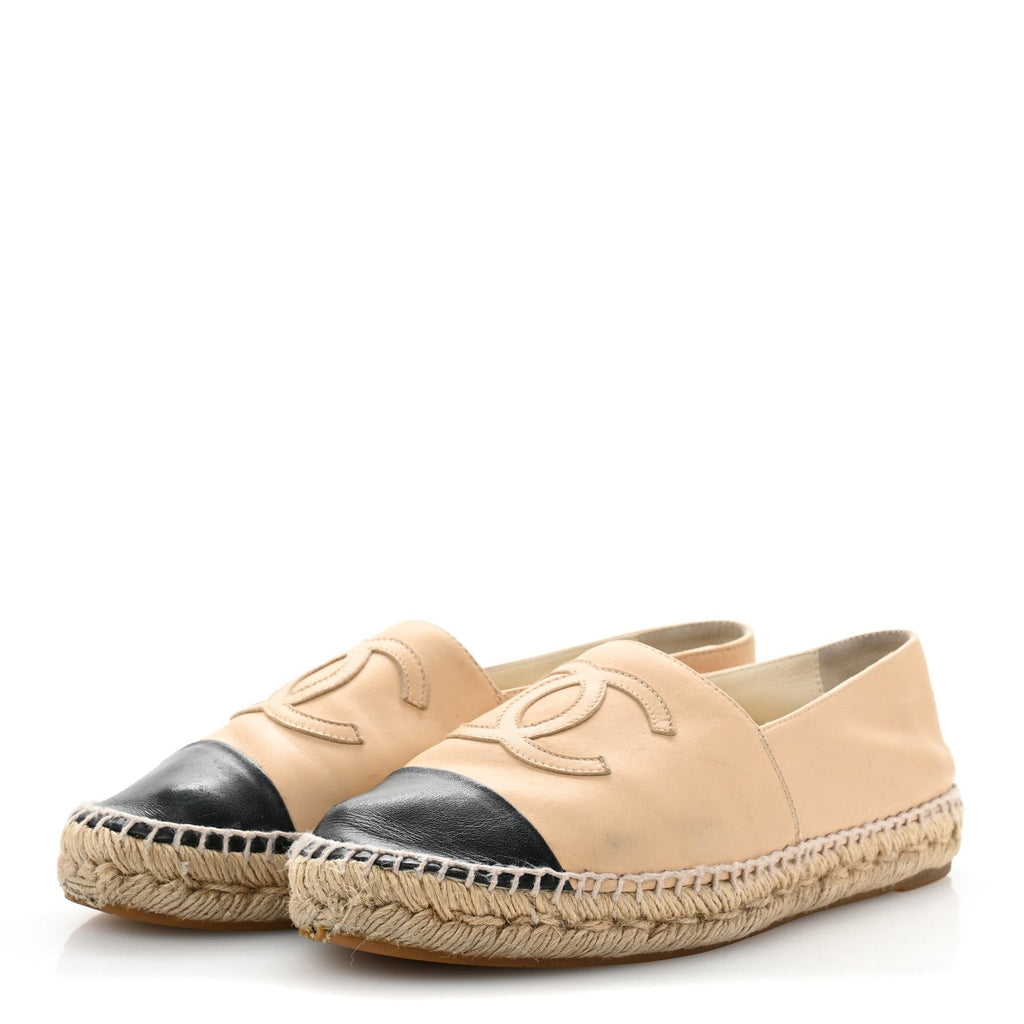 Lambskin CC Espadrilles 39 Beige Black