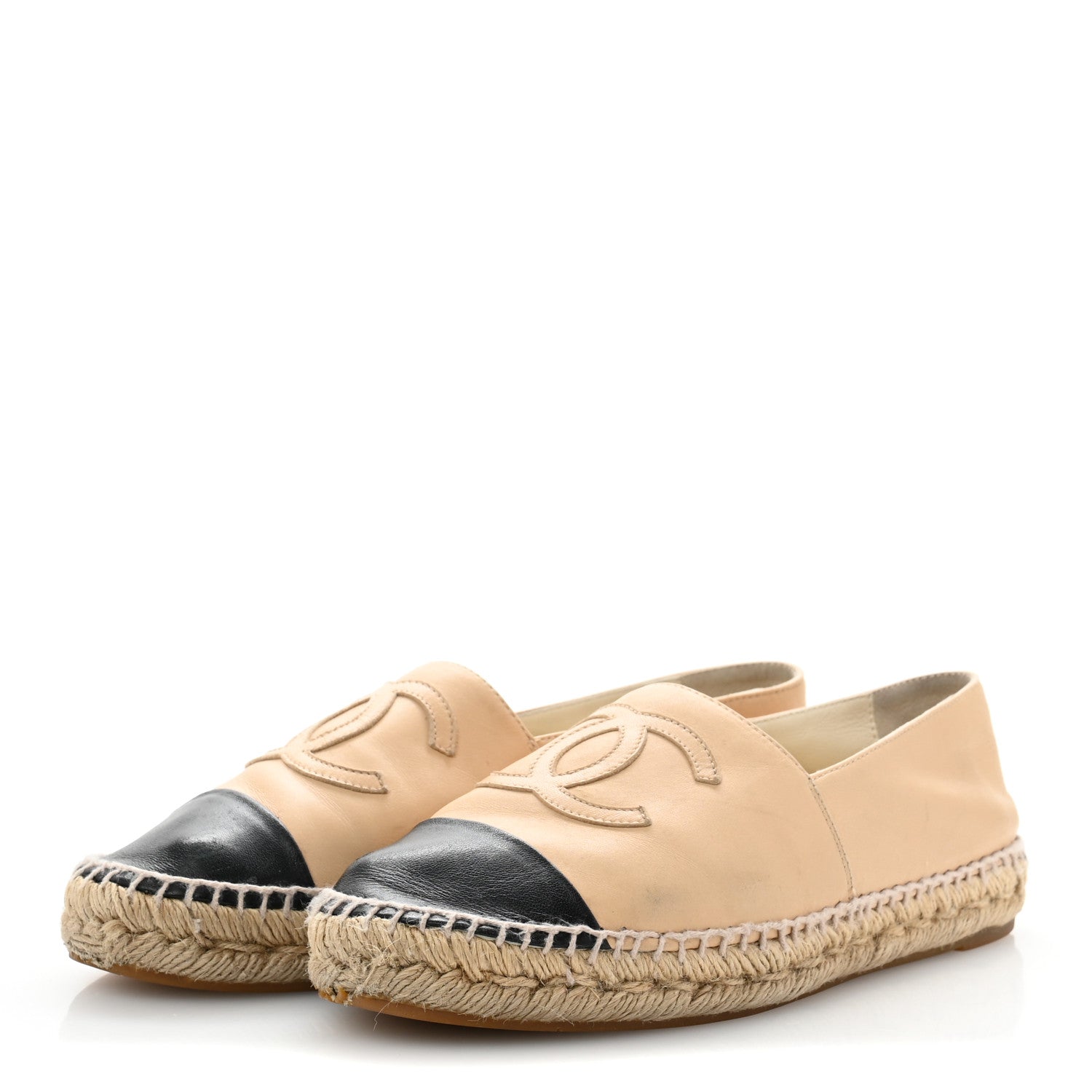 Lambskin CC Espadrilles 39 Beige Black