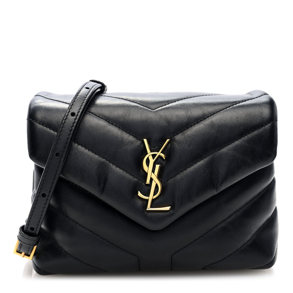 Calfskin Y Quilted Monogram Toy Loulou Crossbody Bag Black