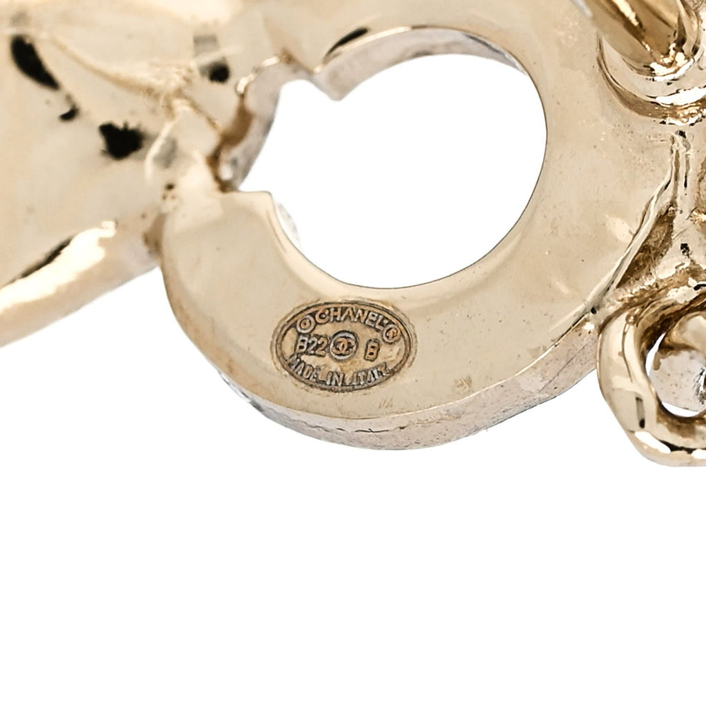 Metal Strass I Love Coco Heart Chain Climber Earrings Gold Pink