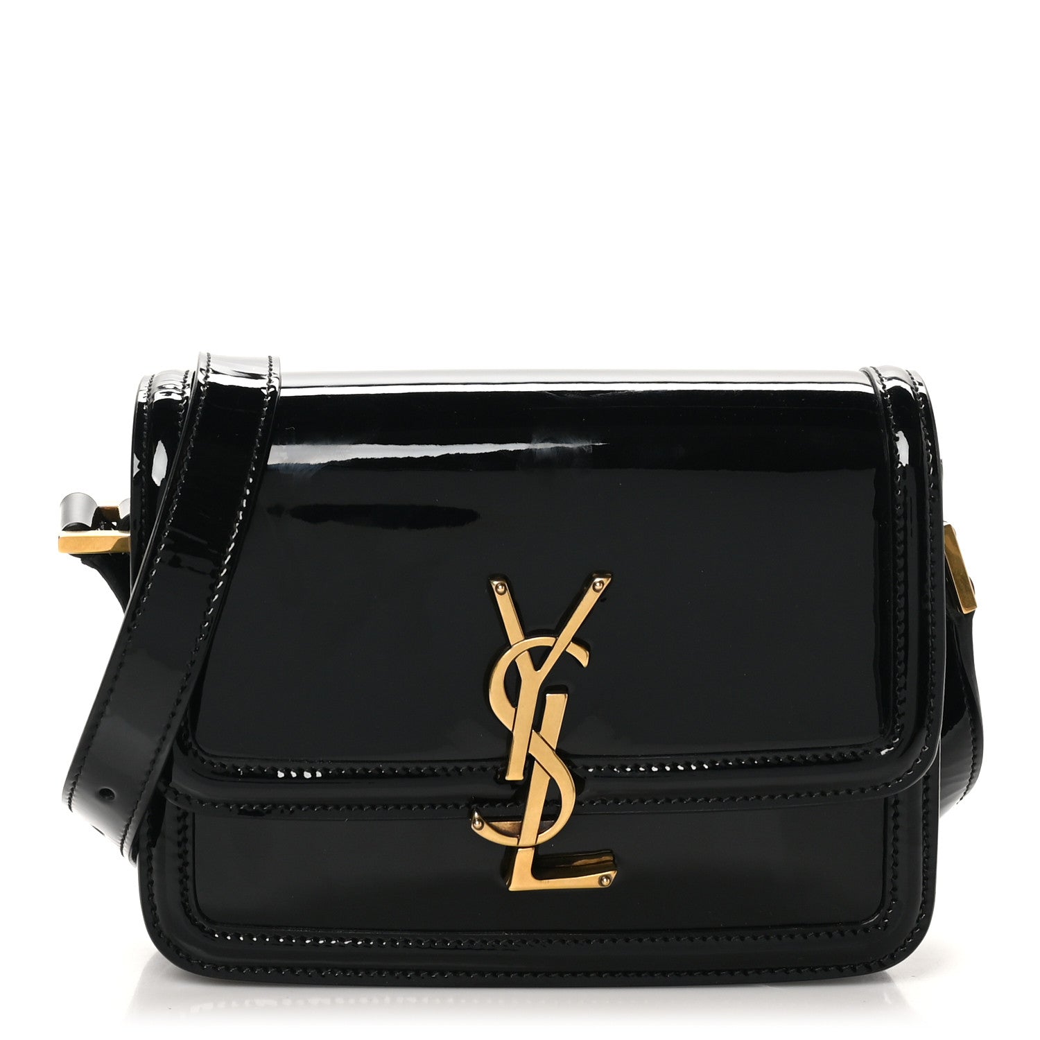 Patent Small Solferino Satchel Black