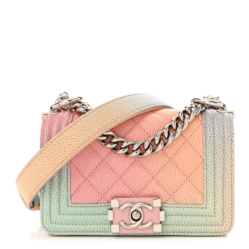 Caviar Quilted Mini Cuba Rainbow Boy Flap Pink Multicolor