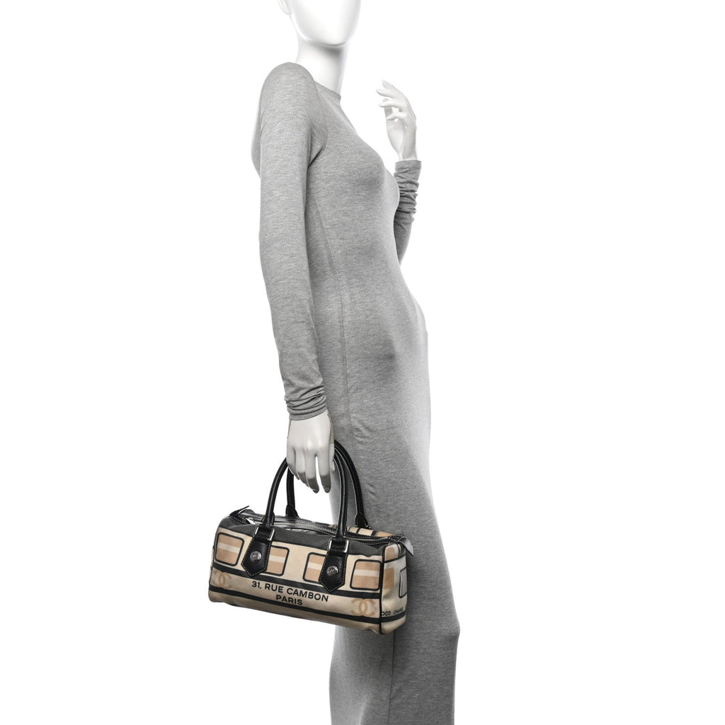 Coated Canvas Le Train Boston Bag Black