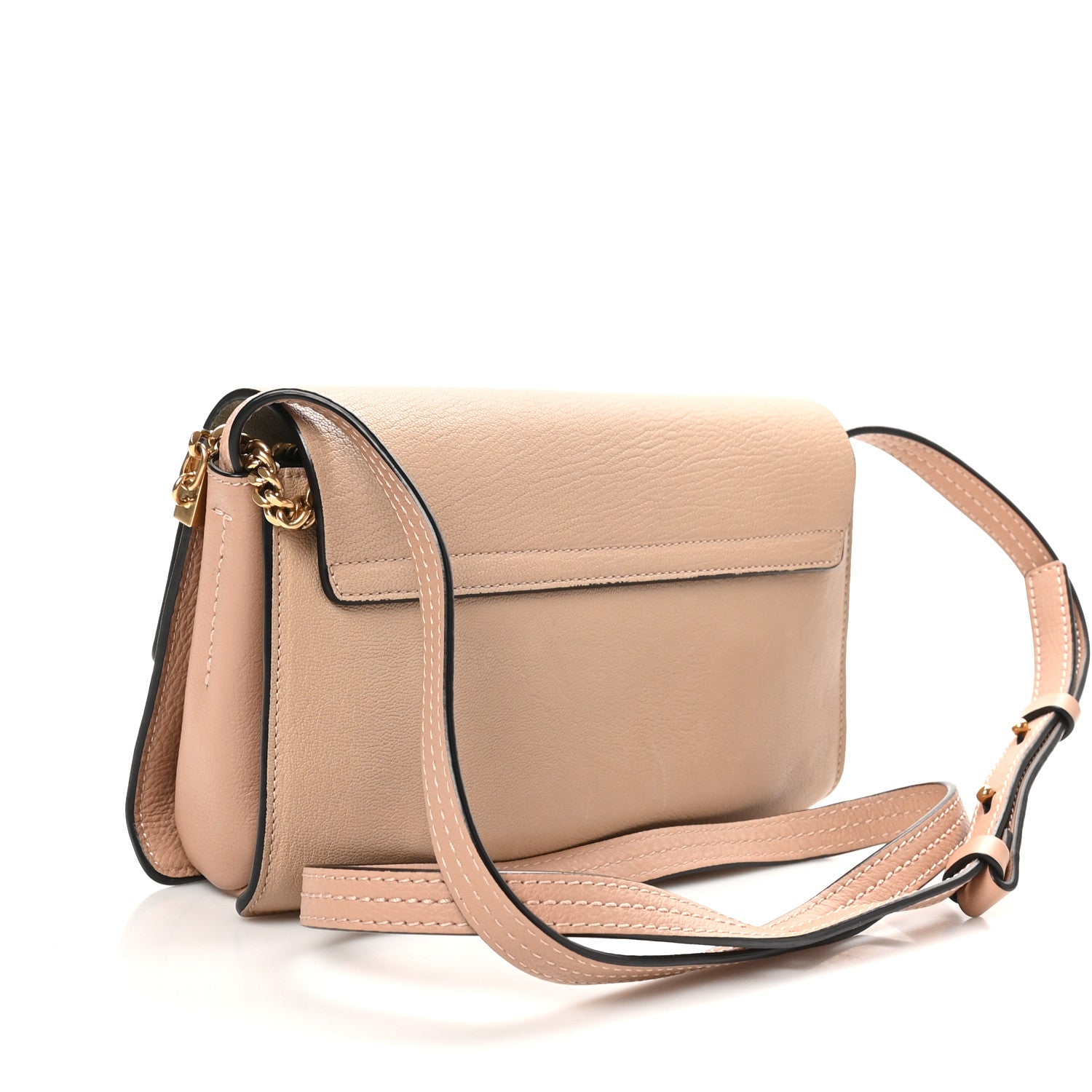 Goatskin Small Faye Shoulder Bag Biscotti Beige