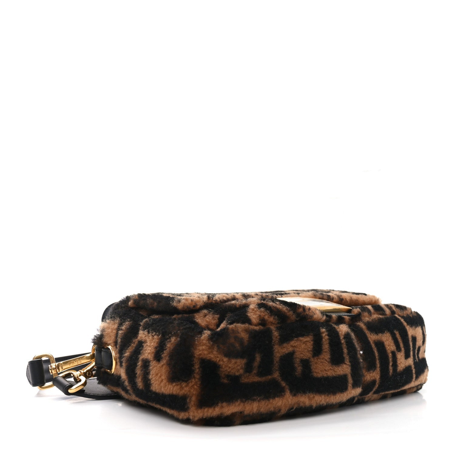 Shearling Vitello Dolce Macro FF 1974 Baguette Tobacco Black