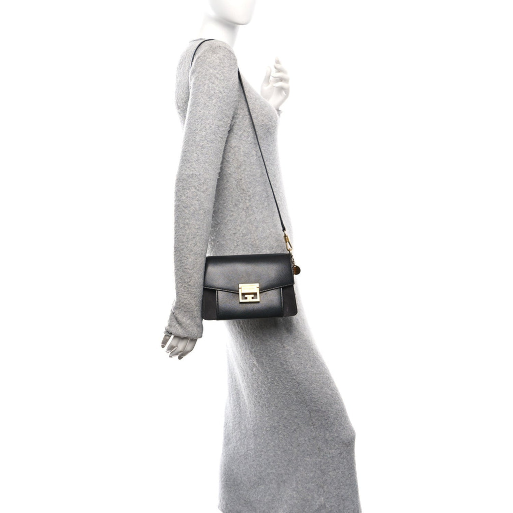 Goatskin Suede Small GV3 Shoulder Bag Black Grey