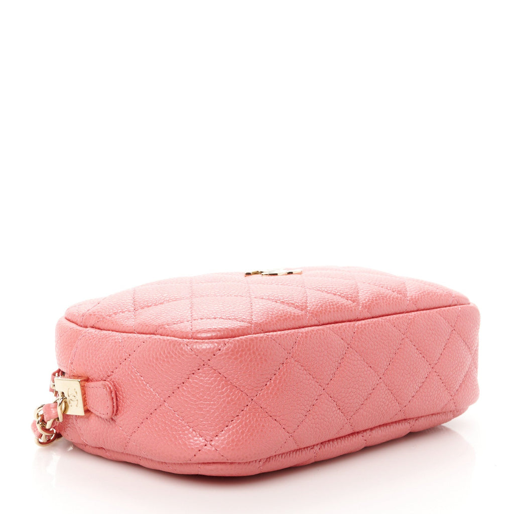 Iridescent Caviar Small Timeless Camera Case Coral