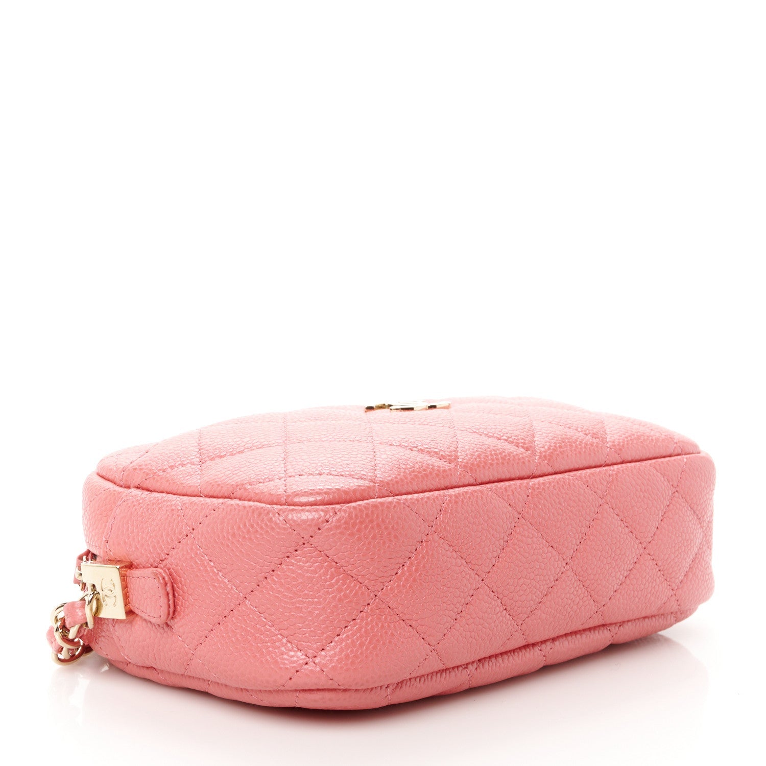 Iridescent Caviar Small Timeless Camera Case Coral