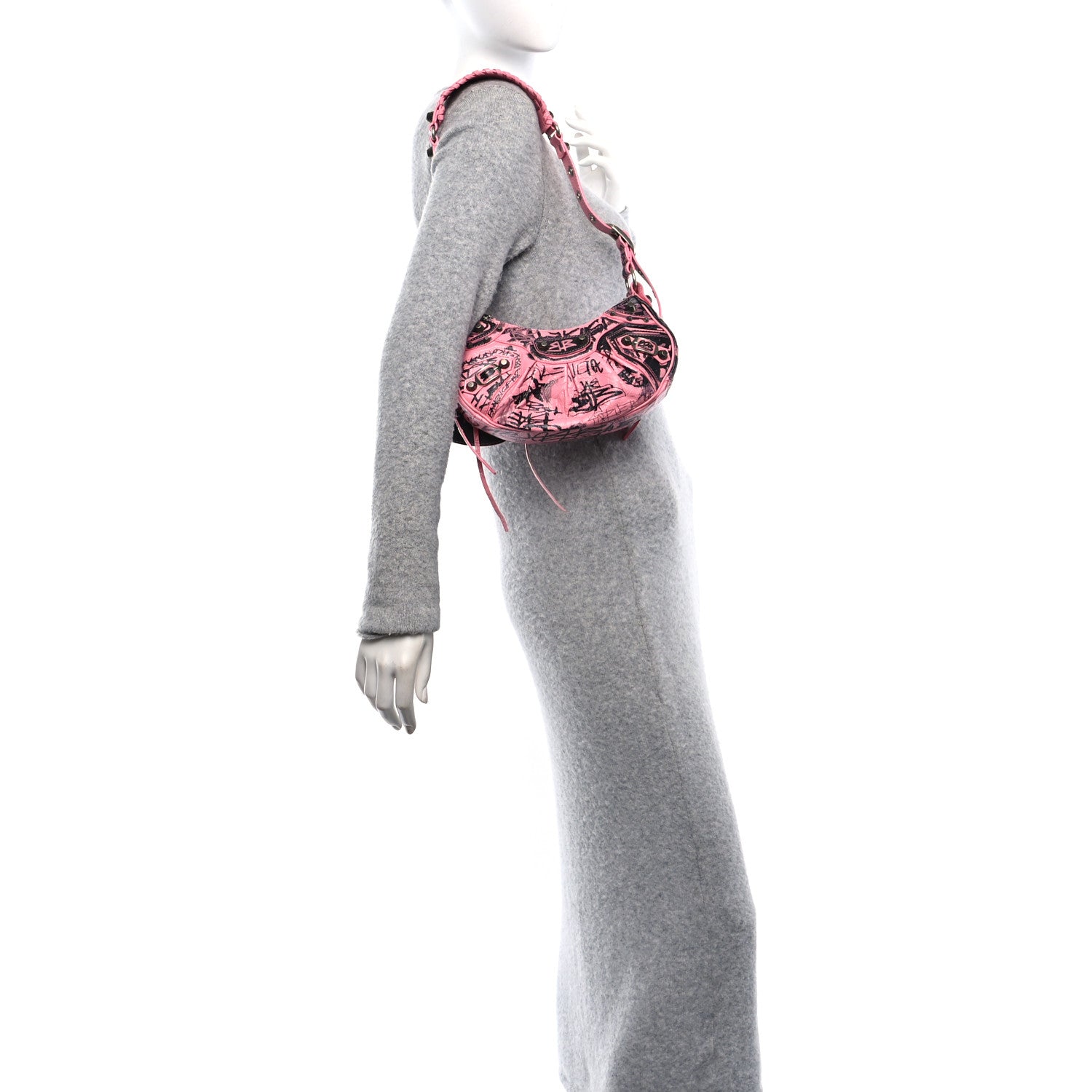 Agneau Arena Graffiti Le Cagole Shoulder Bag XS Sweet Pink