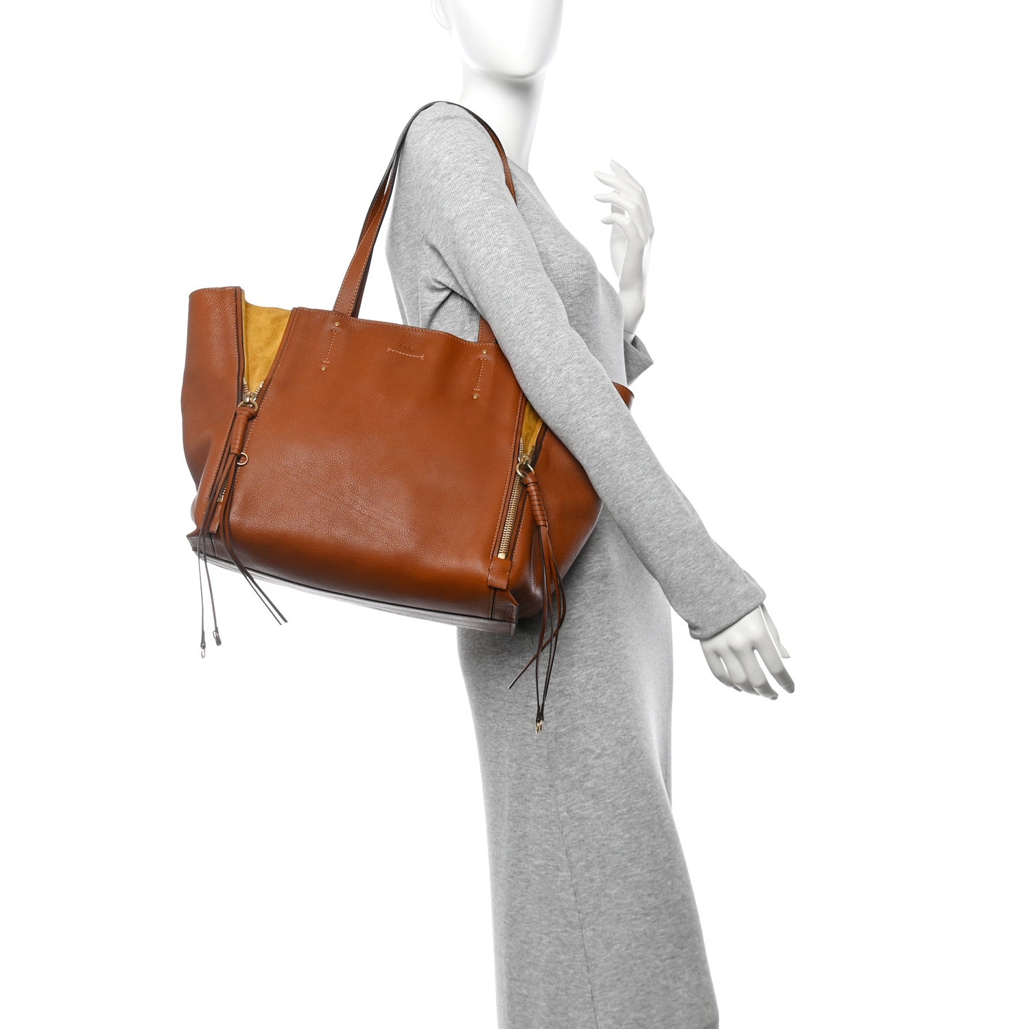 Smooth Calfskin Medium Milo Shopping Tote Caramel