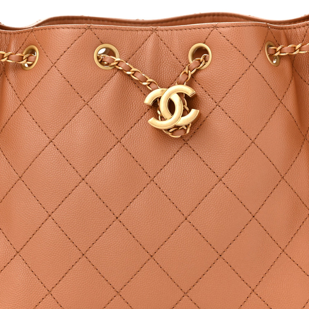 Caviar Quilted Small Chanel 25 Handbag Brown