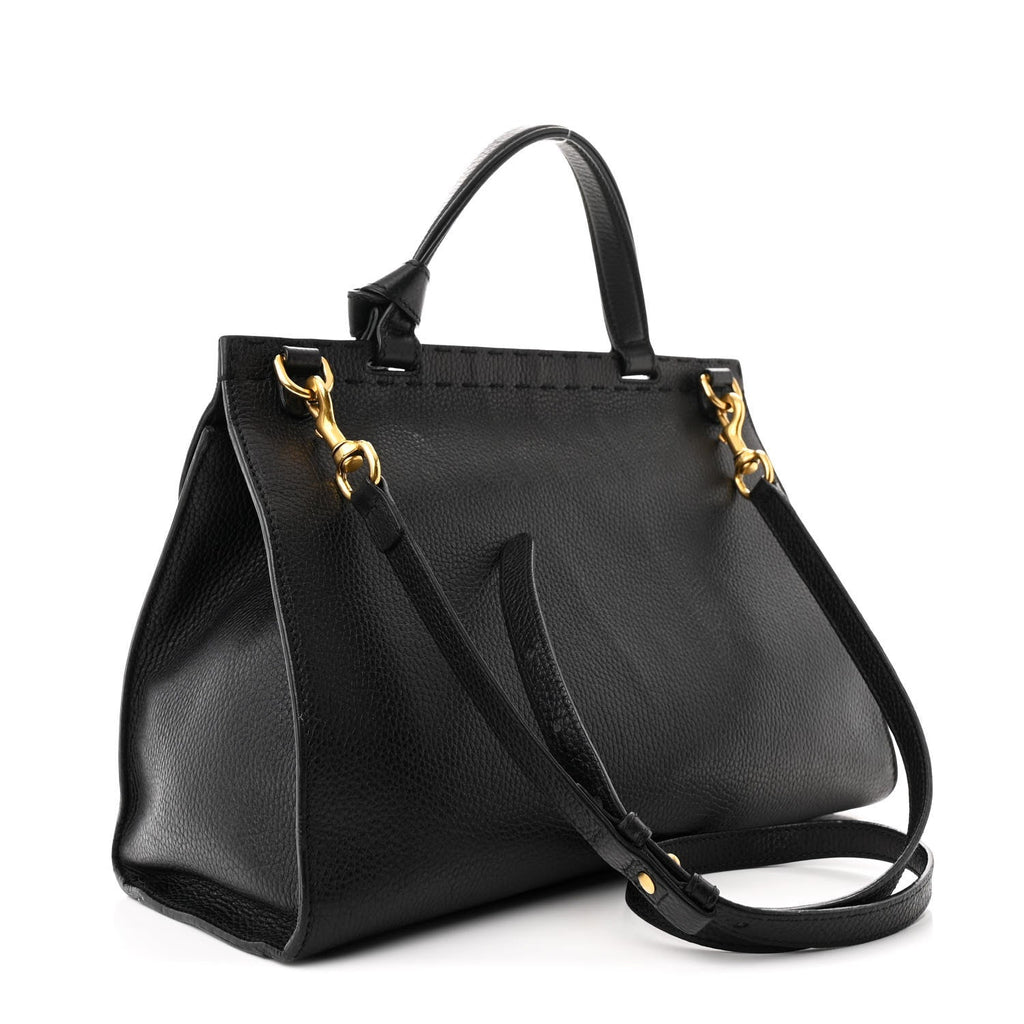 Calfskin Small GG Marmont Top Handle Bag Black