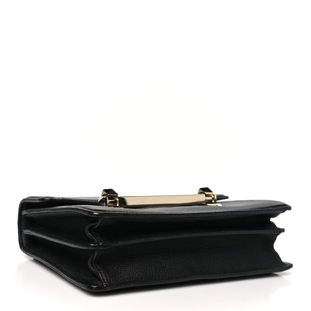 Grainy Calfskin Medium VLTN Uptown Shoulder Bag Black