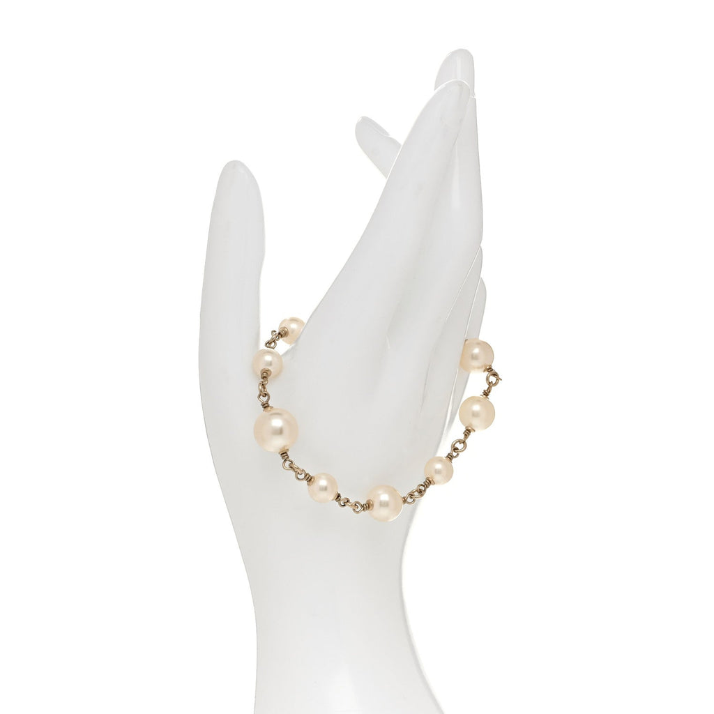 Pearl Crystal CC Bracelet Gold